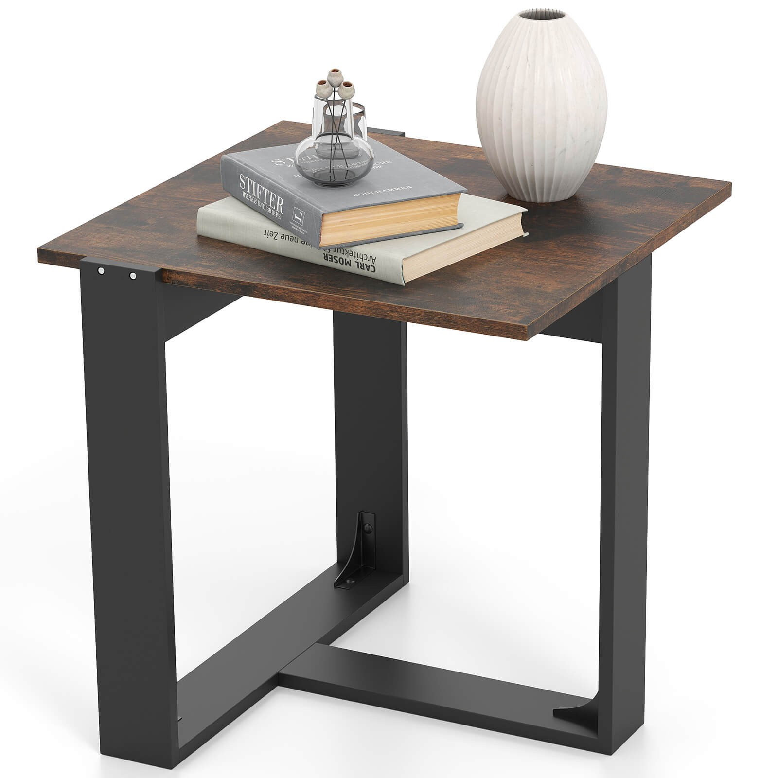 End Table, Industrial Sofa Side Table with Metal Frame for Small Space,Bedroom