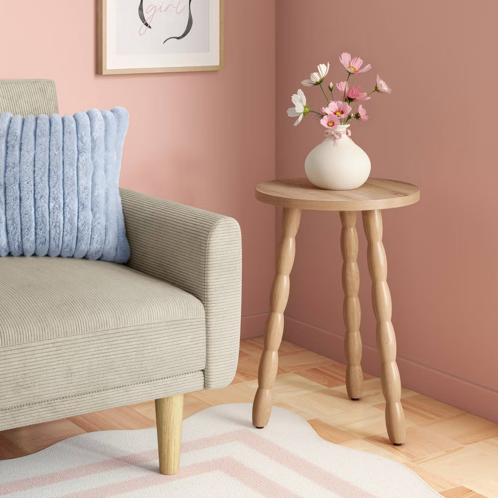 Bobbin Turned Wood Side Table Natural – Fully Assembled
