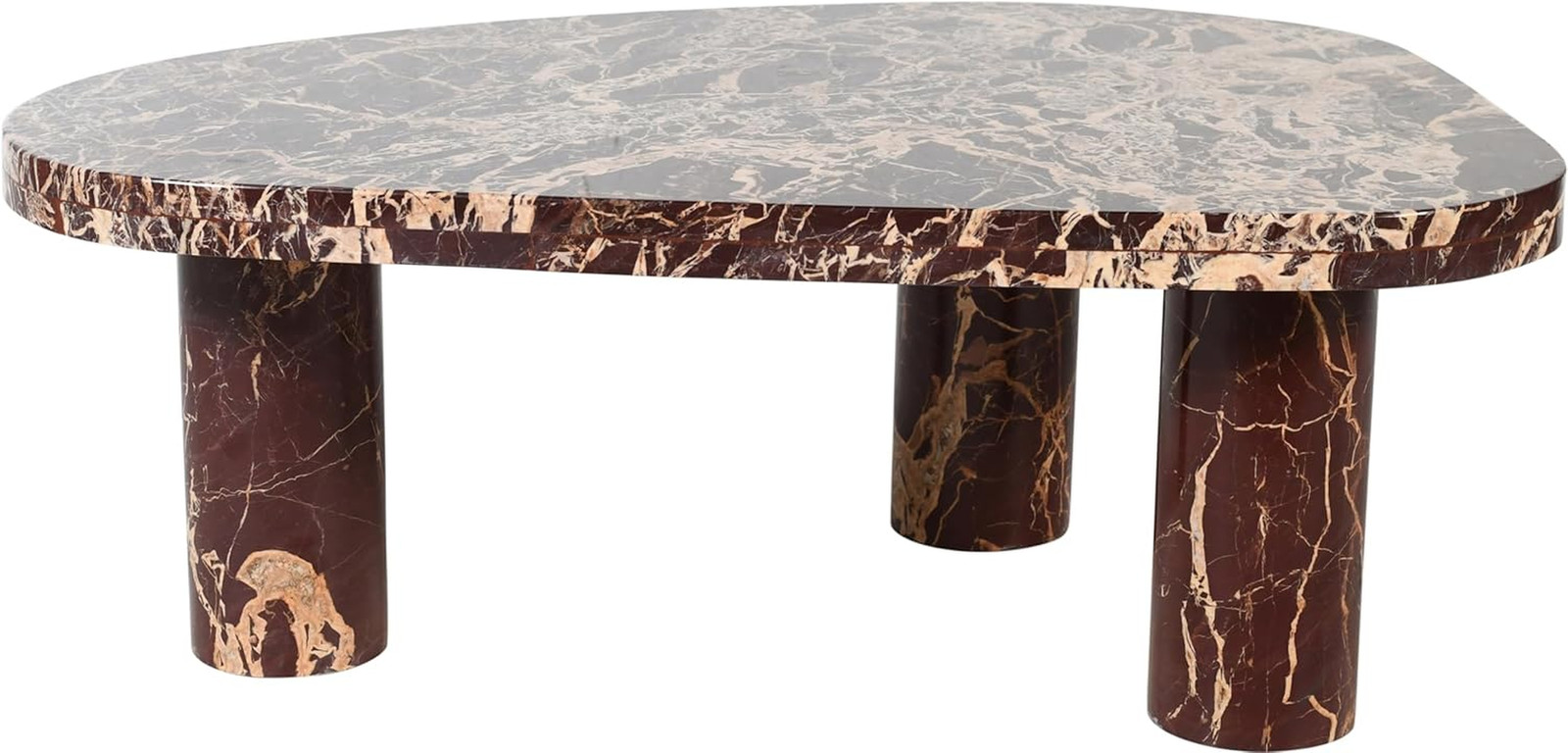 Art Deco Coffee Table with Burgundy Red Marble – Messina Collection 36″ W