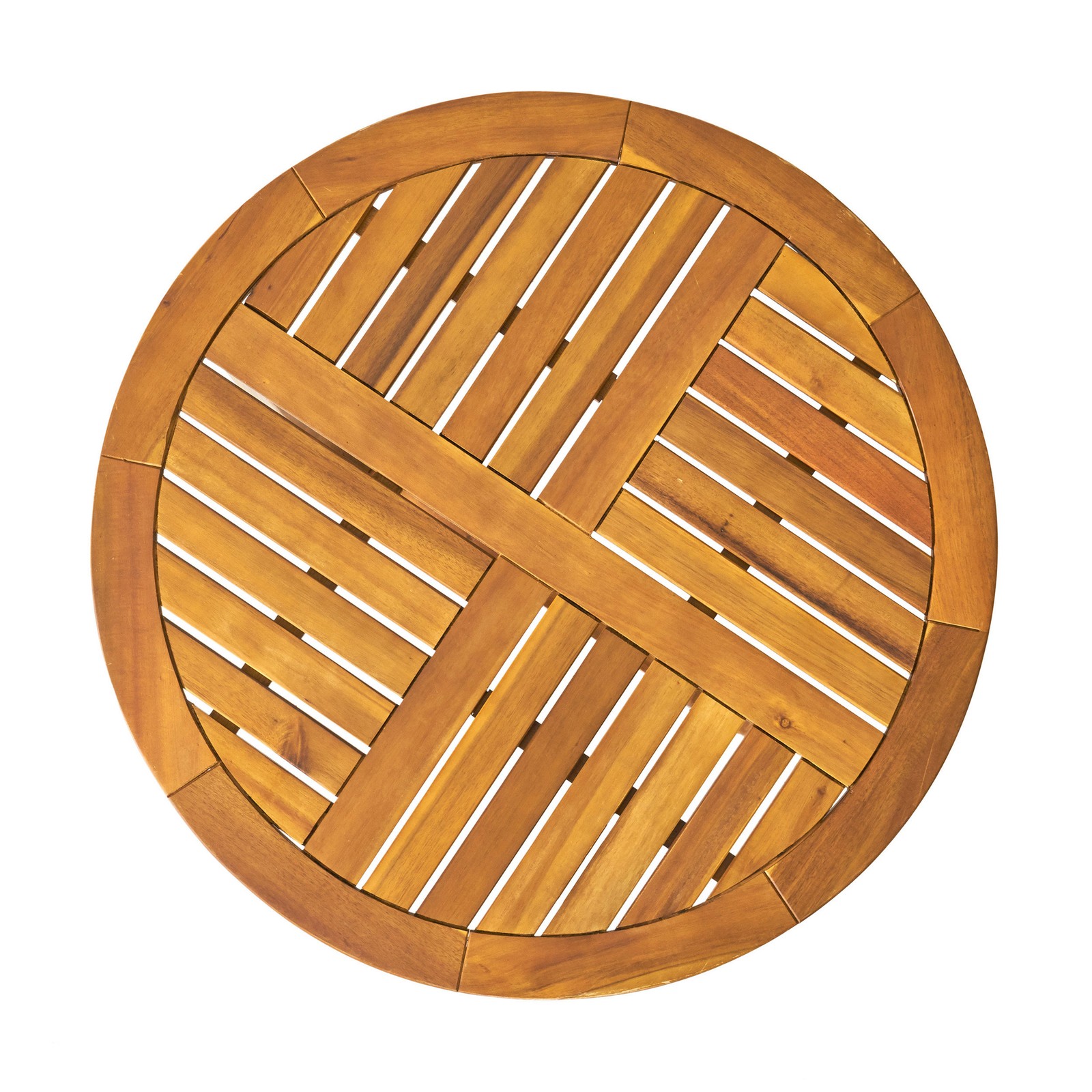 27.5″ Round Acacia Wood Outdoor Accent Table Teak Finish