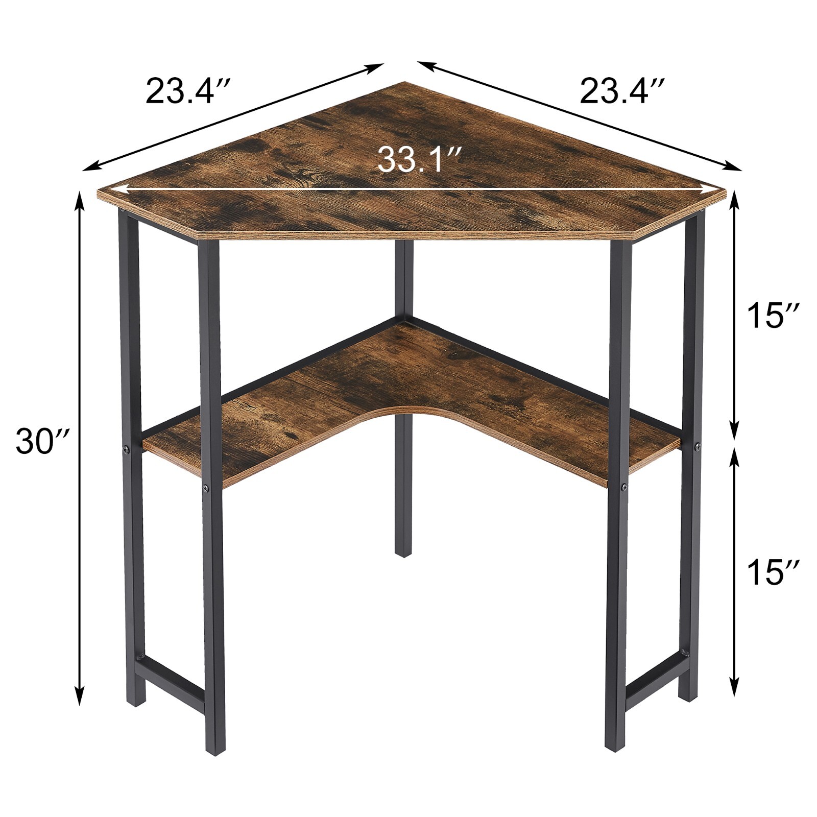 Corner Computer Desk with Storage Shelves Triangle Writing End Table Small Space