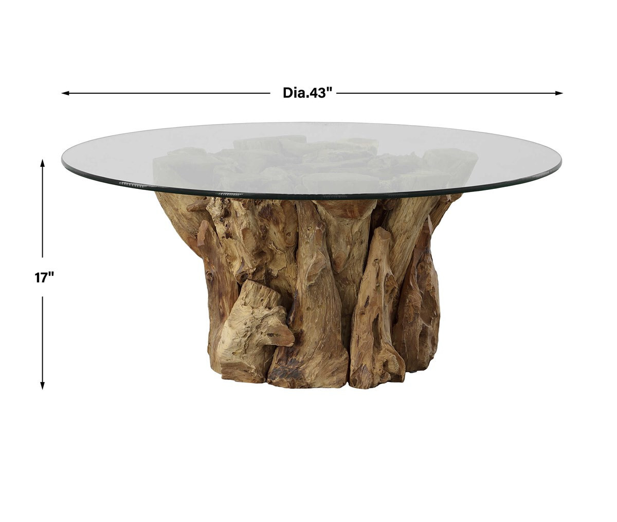 Large Teak Driftwood Coffee Table Cocktail Table Natural 43in ~ Uttermost 22876