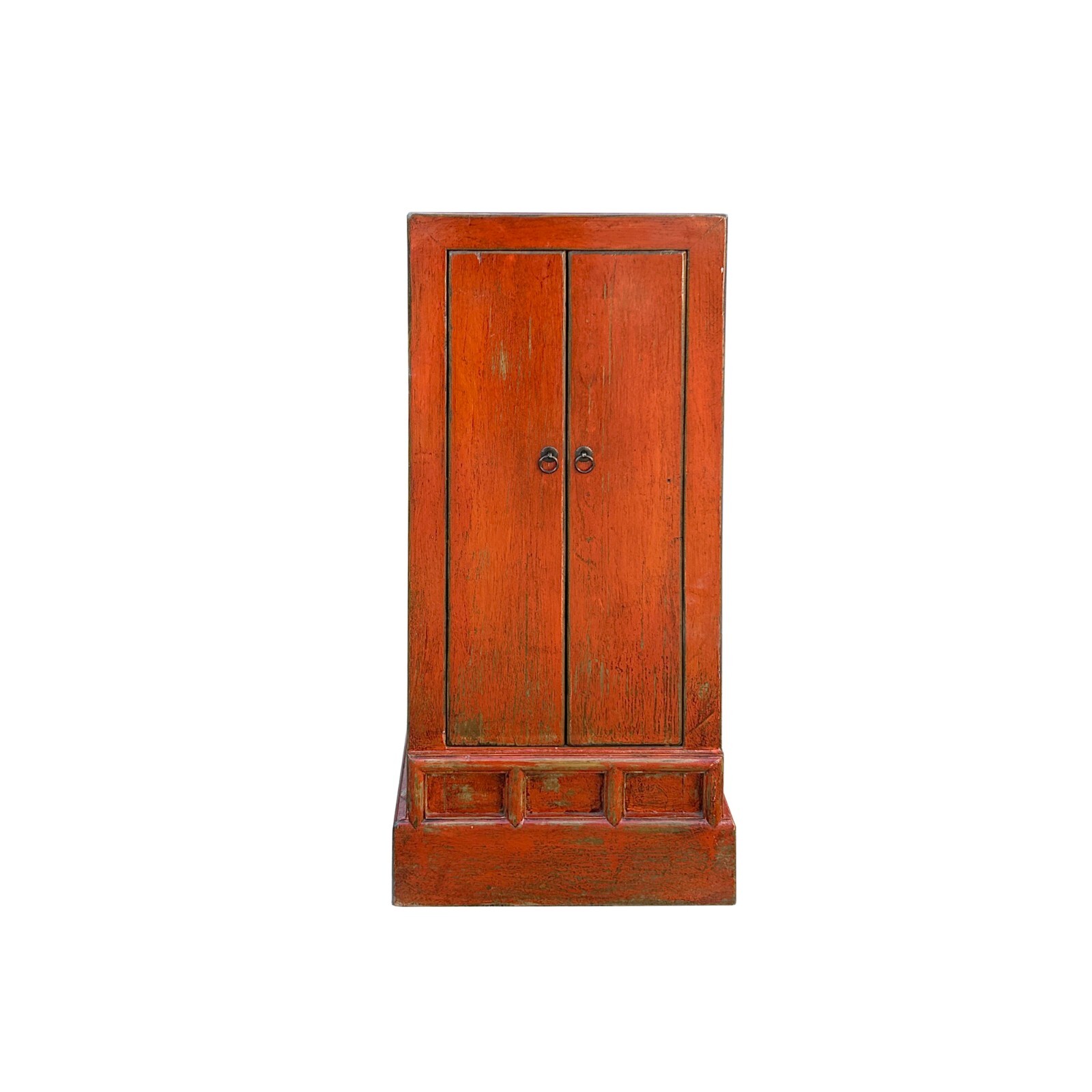 Distressed Orange Red Color Slim End Table Nightstand Cabinet ws4373
