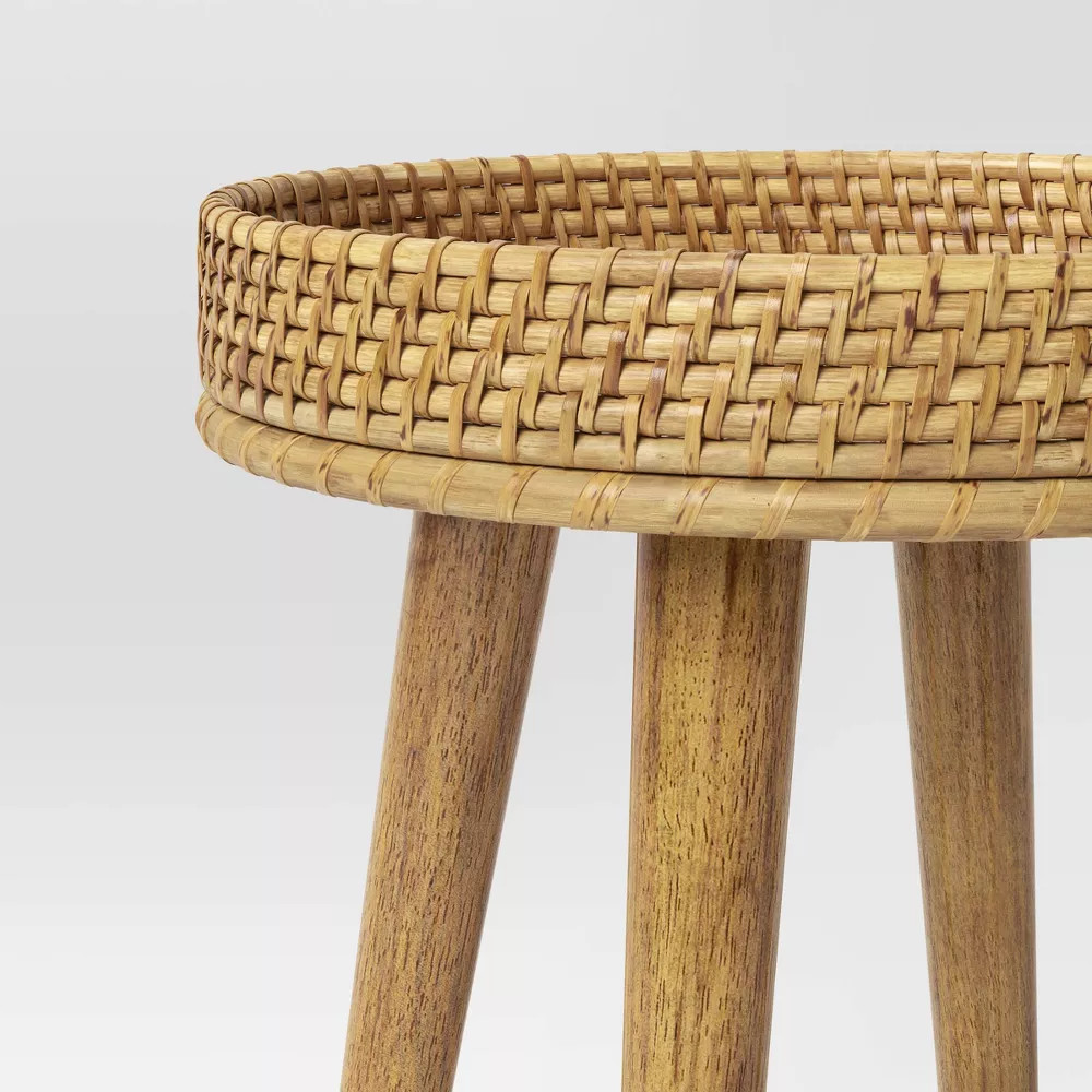 Round Natural Woven Accent Table (FA) – Threshold