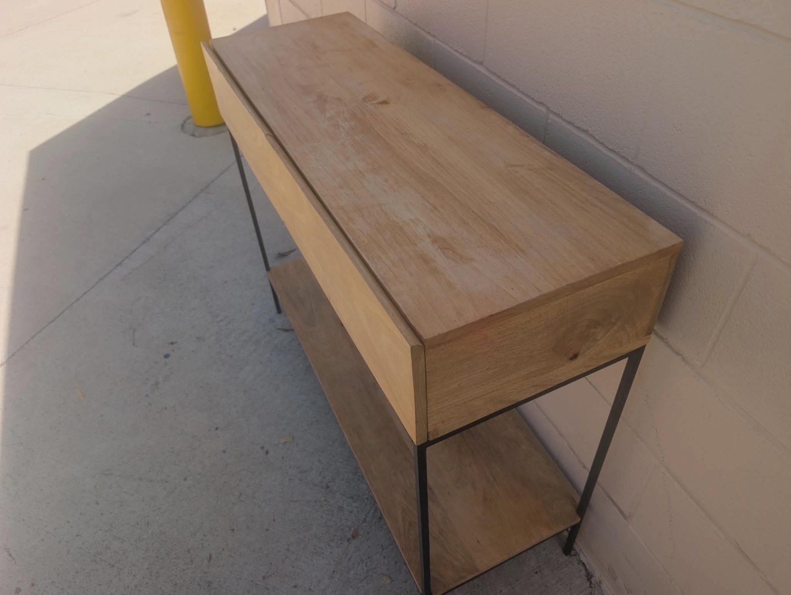 West Elm Raw Mango Wood & Iron Industrial storage console 42”