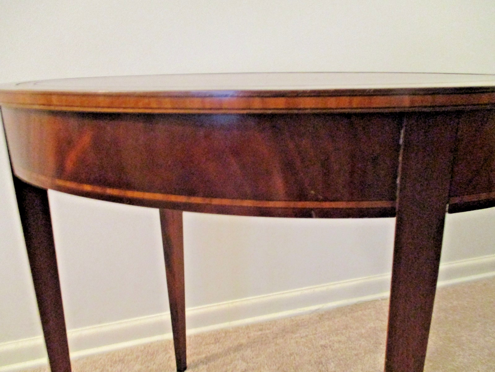 mahogany nesting tables leather top oval set of 3 ship $75.00