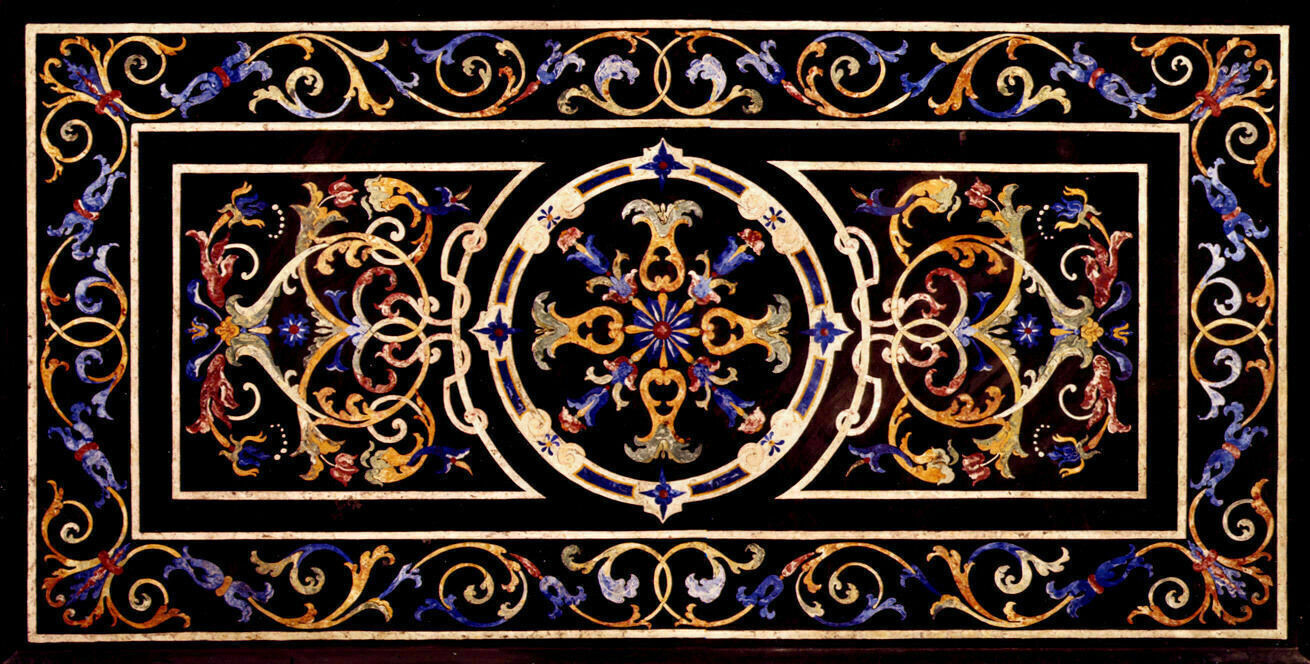 4’x2.5′ black marble table top dining coffee inlay malachite lapis decor home k2
