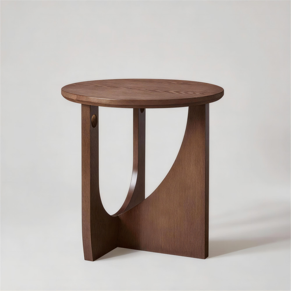 2-Piece Solid Wood Edge Table Set, Natural Wood, Minimalist Center Table