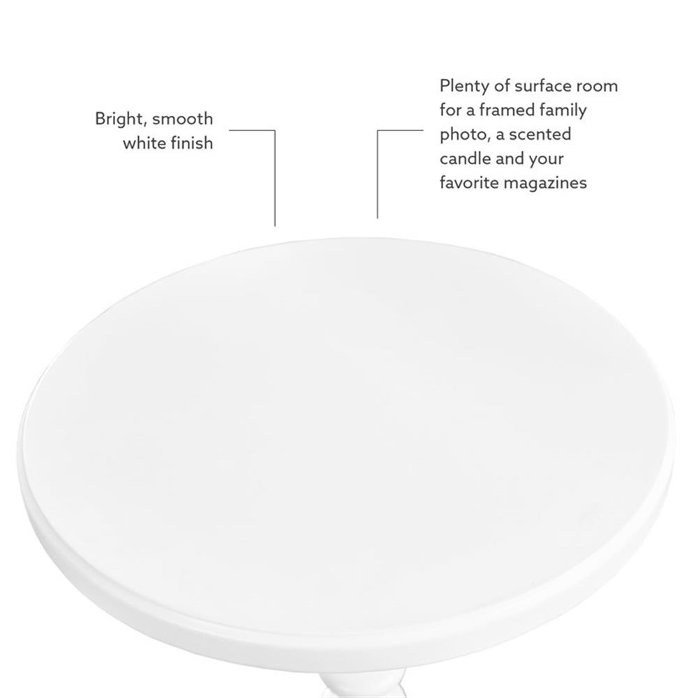 Linon Spectrum 17″ Round Spindle Accent Table in White Painted Wood
