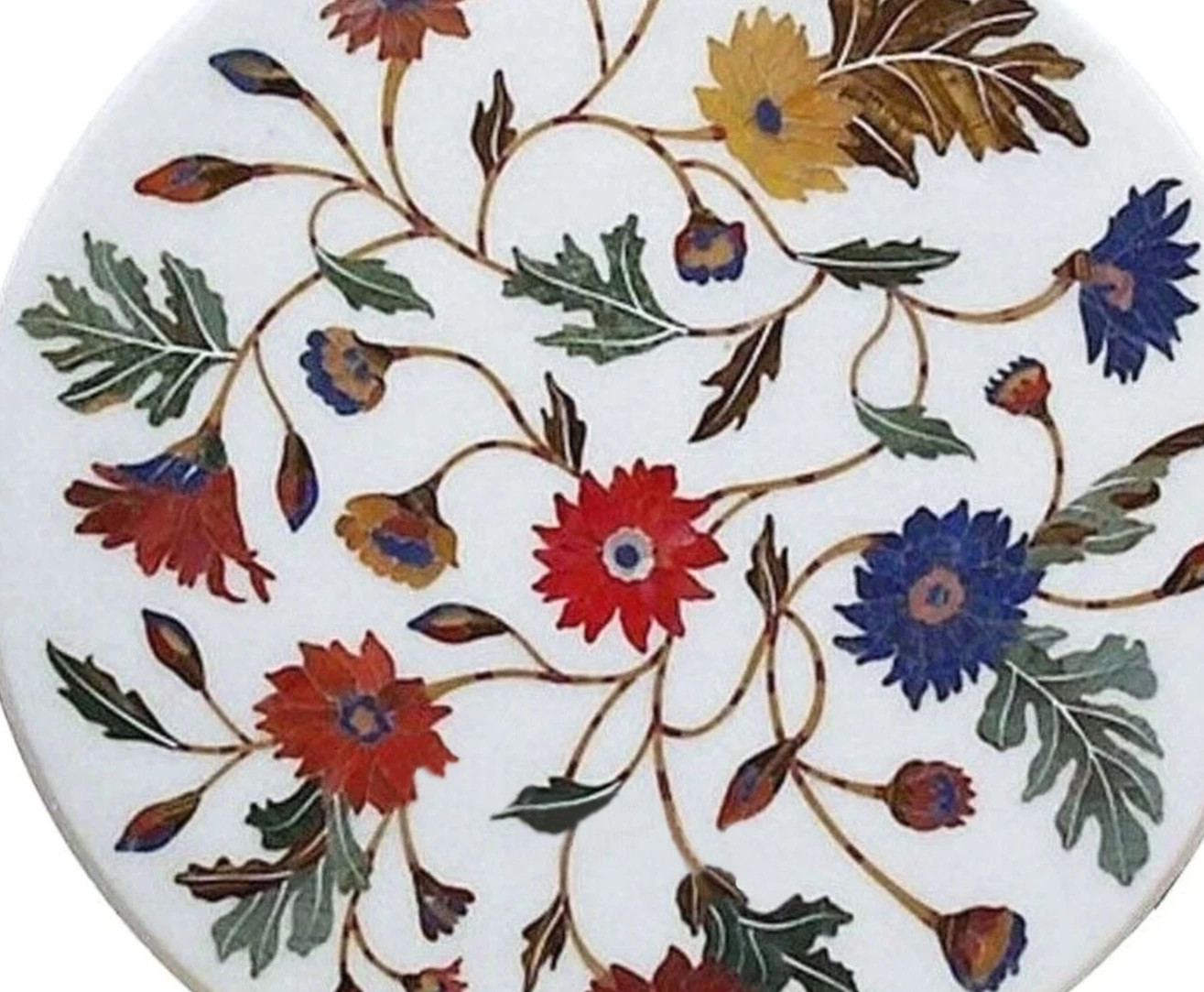 21″ Mable Coffee Table Top Multicolor Stone Inlay Work Balcony Table Royal Look