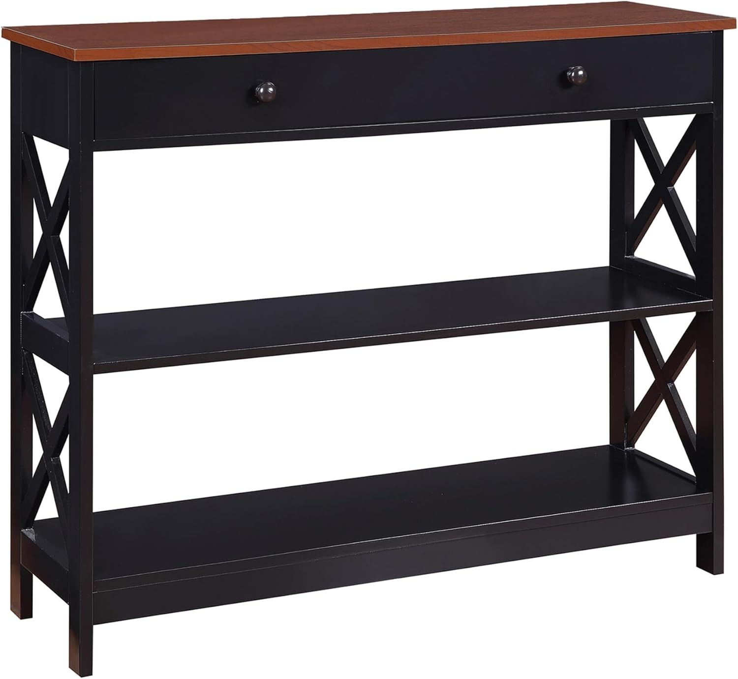 Console Table Cranberry Red W/ 1 Drawer 3 Tiers & Engineered Wood