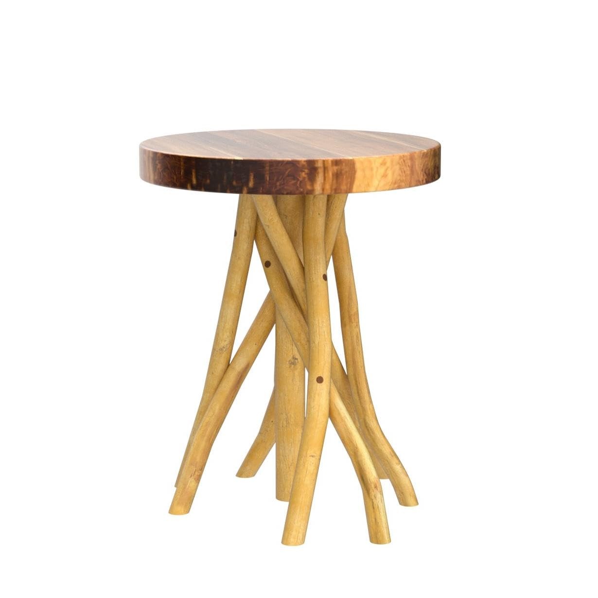 Teak Wood Stick Leg End Table, 16″ L x 16″ W x 20″ H Rustic Side Table, Small…