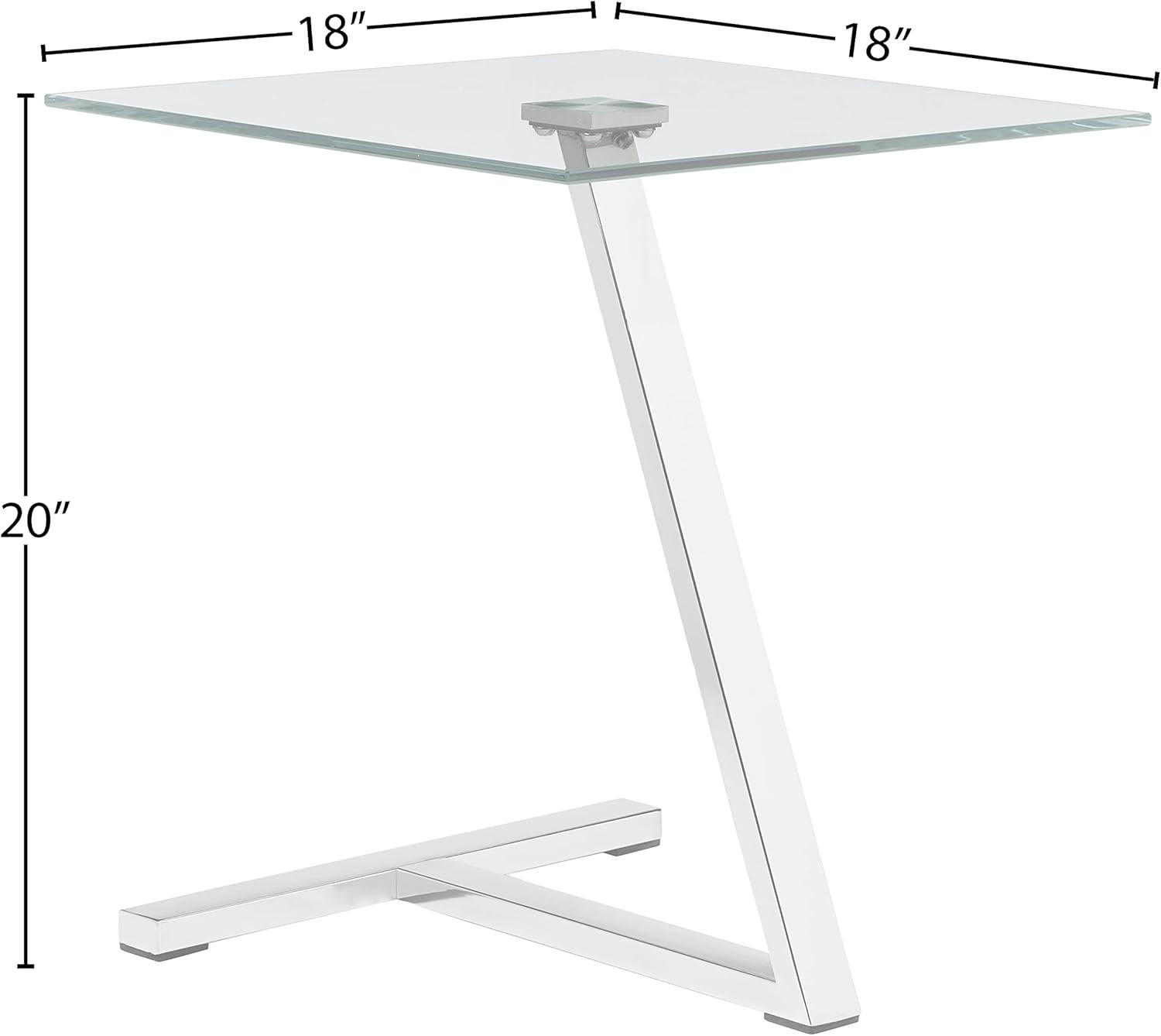 ZEE Square Chrome Glass End Table – Modern 18x18x20 Design for Any Room