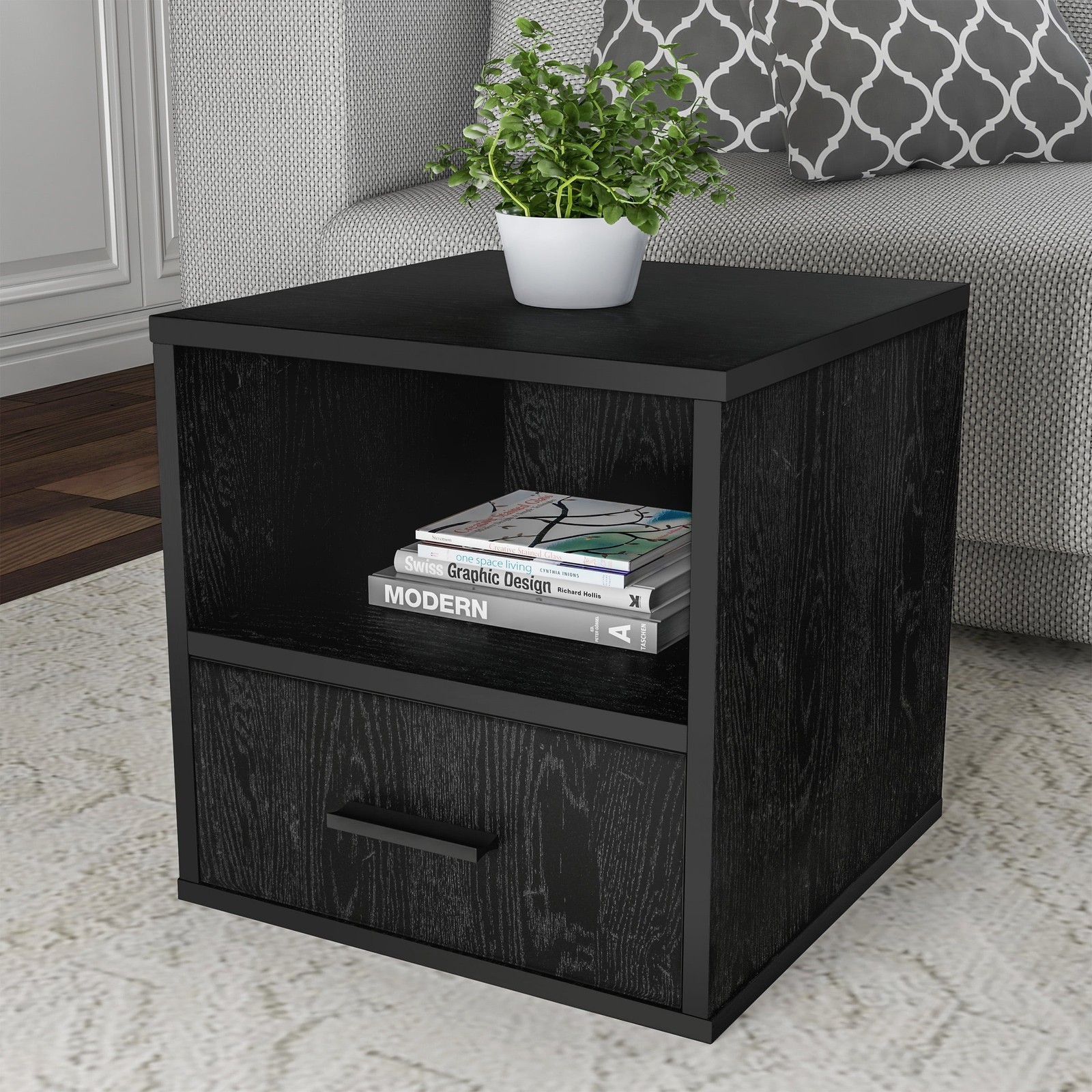 End Table Bedroom Living Room Office Black