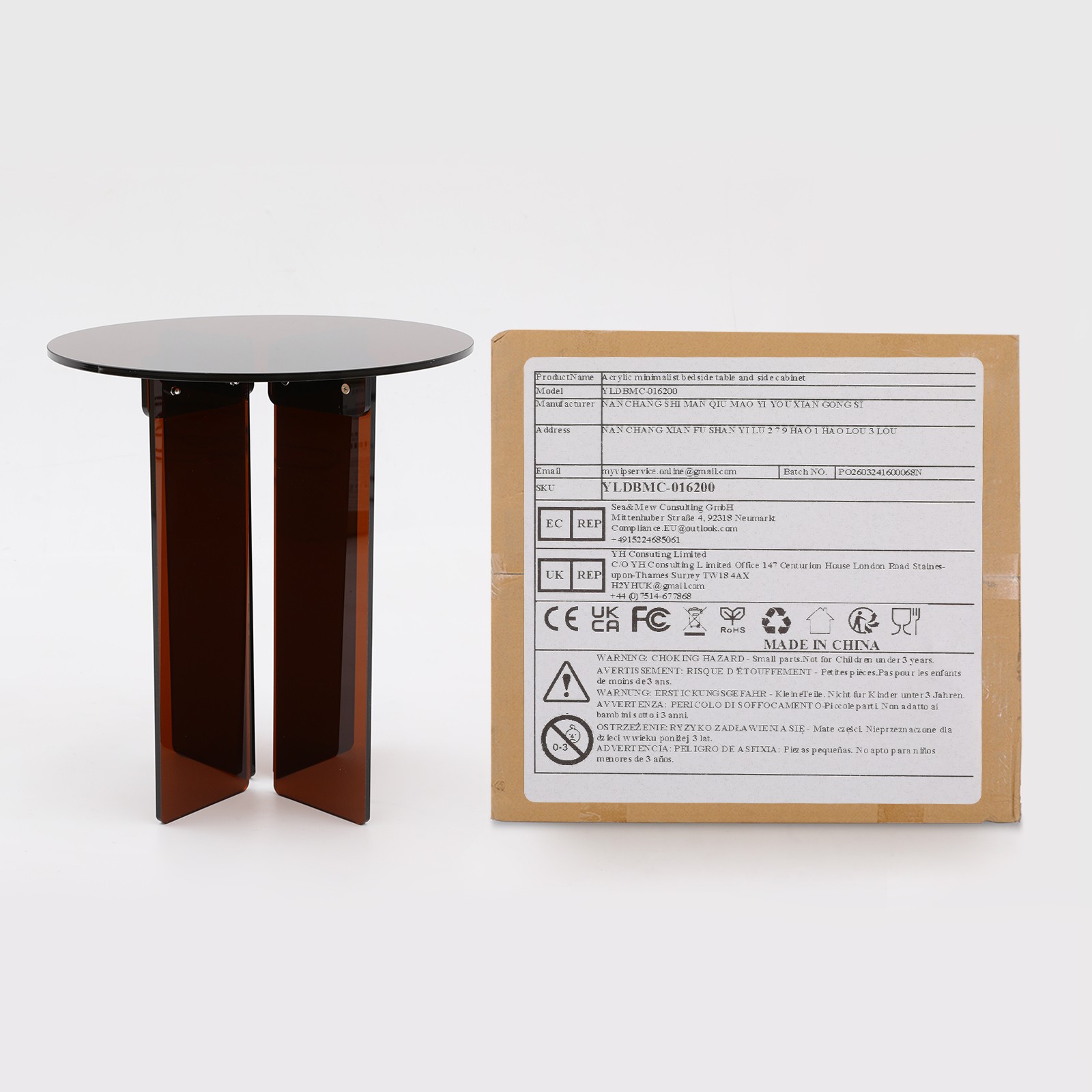 15.7in Minimalist Acrylic Coffee Table Round Side Table for Living Room, Office