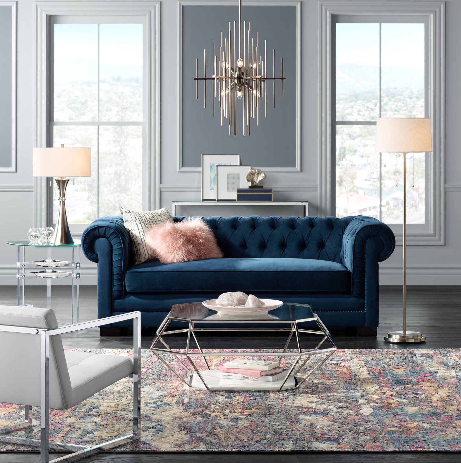 Serenity Modern Acrylic Round Accent Table 23 3/4″ Wide Clear Glass Living Room