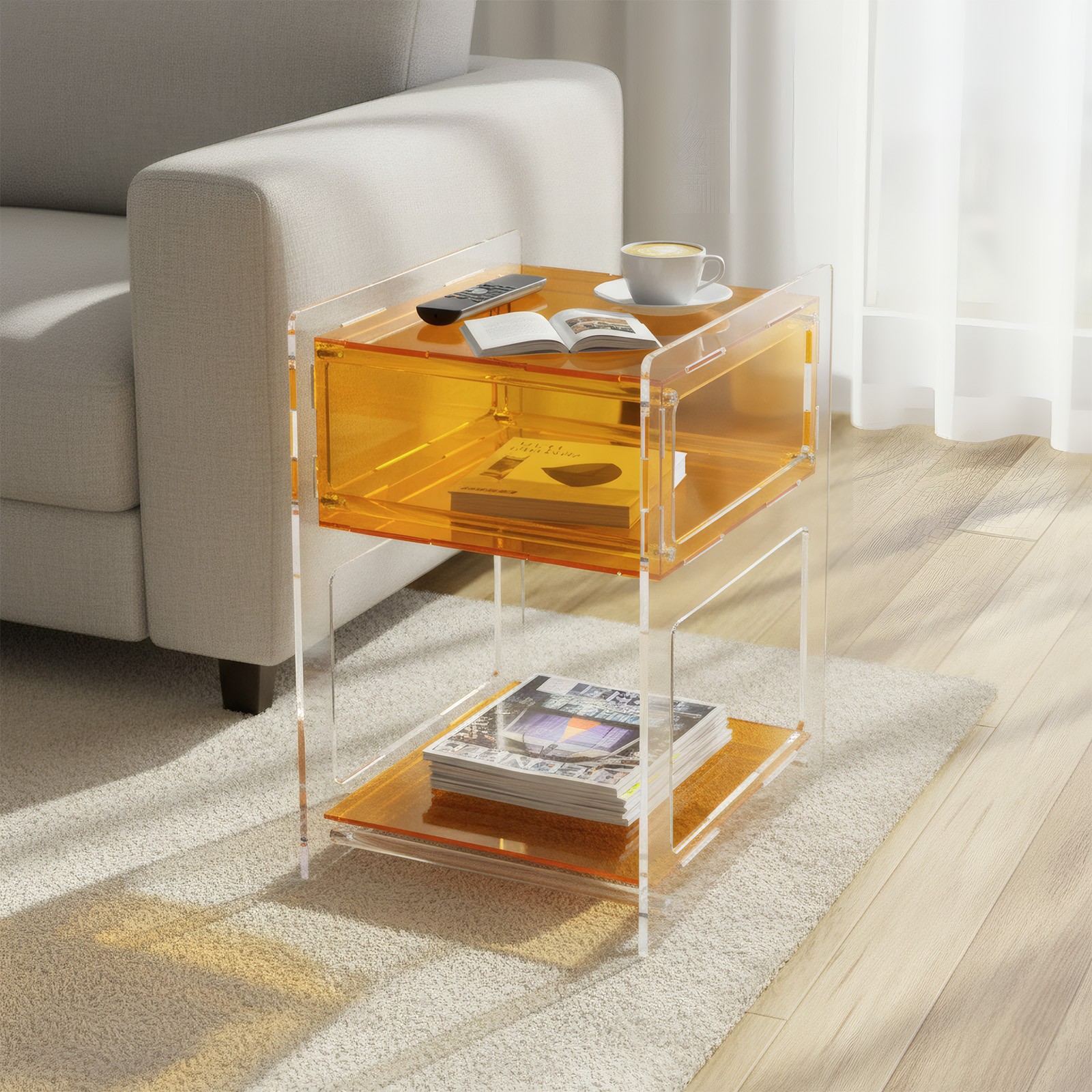 Acrylic Side Table, Acrylic Nightstand for Bedroom, Side Table for Living Room