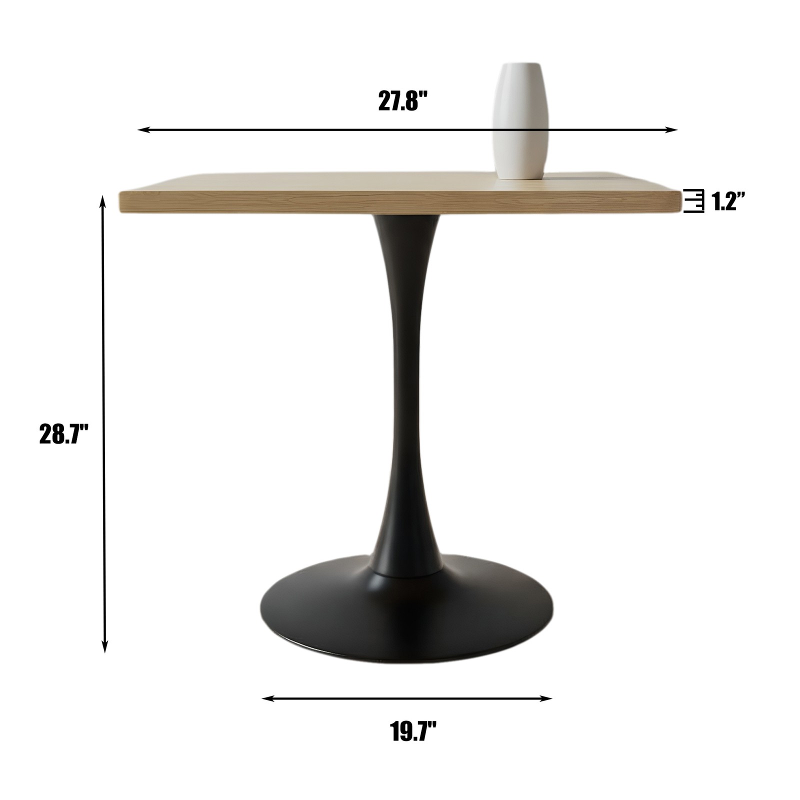 Square Dining Table 27.6″ Table Modern Bistro Table for Kitchen Cafe Natural