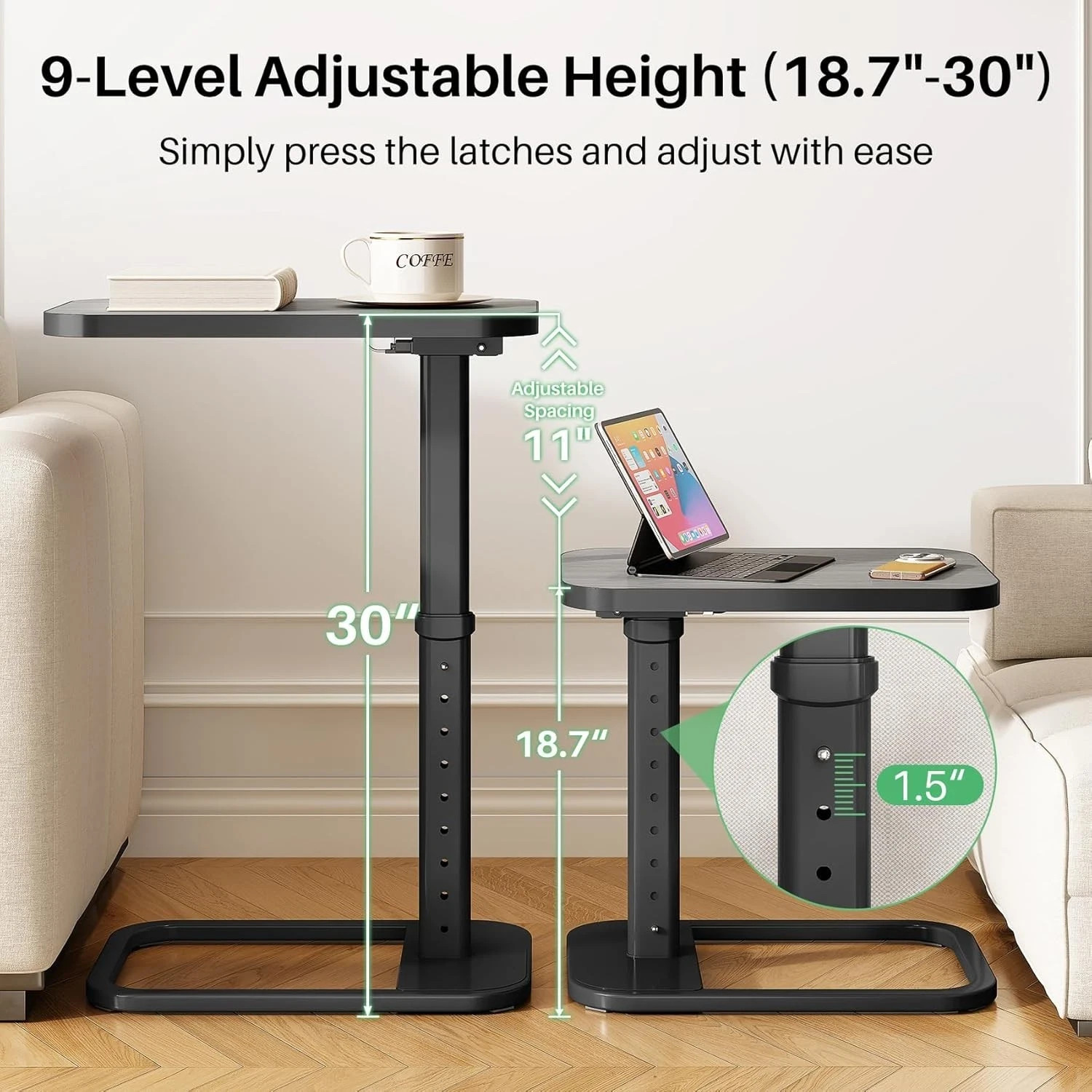 Kitstorack Upgraded Tray Table W/ Panel Lock, 90° Flip Design & Adj Ht. – Brown!