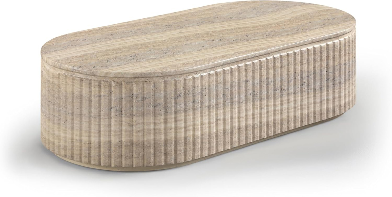 Catania Art Deco Coffee Table in Travertine Finish – Indoor/Outdoor Use