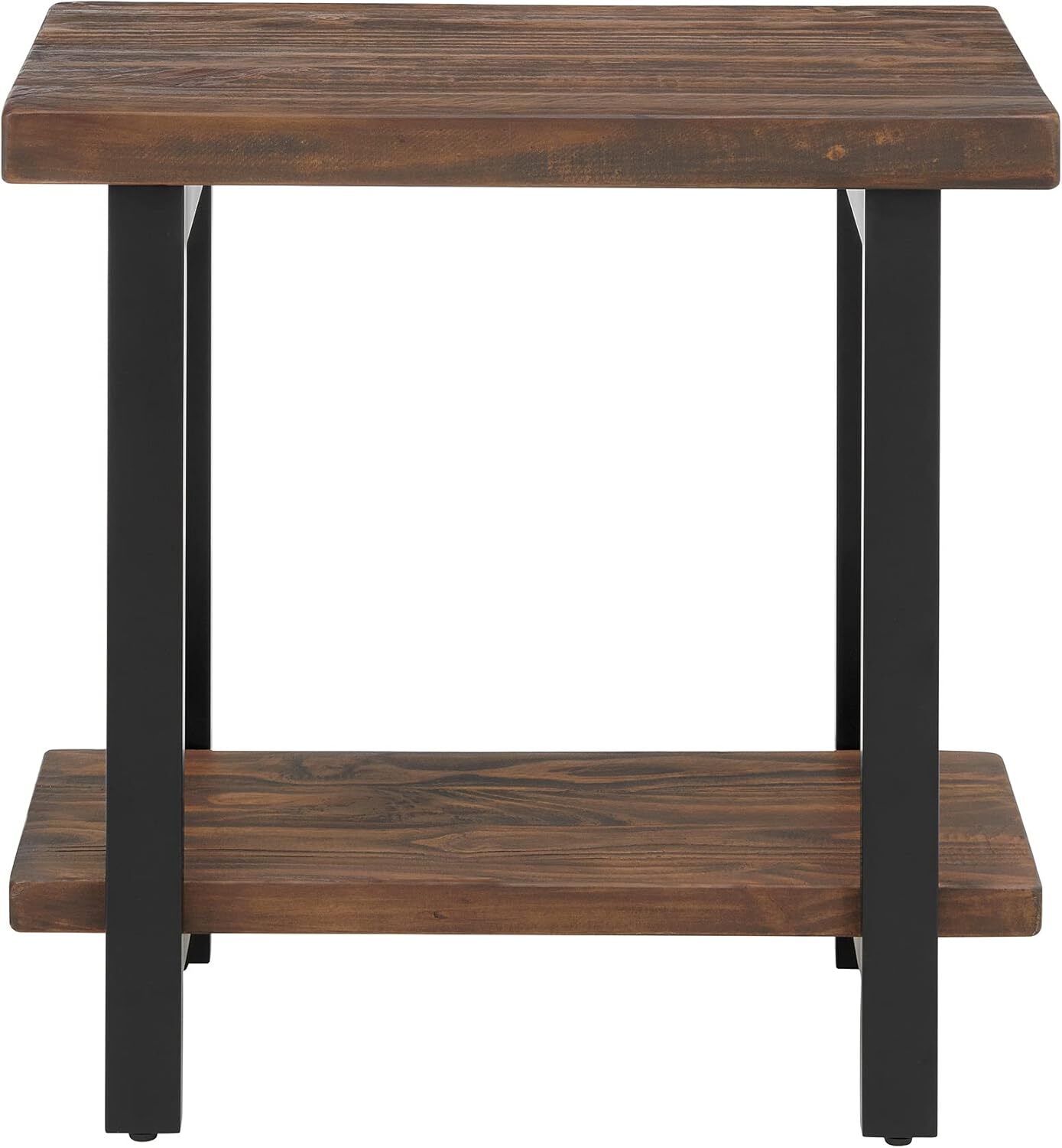 Alaterre Furniture Pomona Metal and Wood End Table, 17 in x 27 x 27 Brown