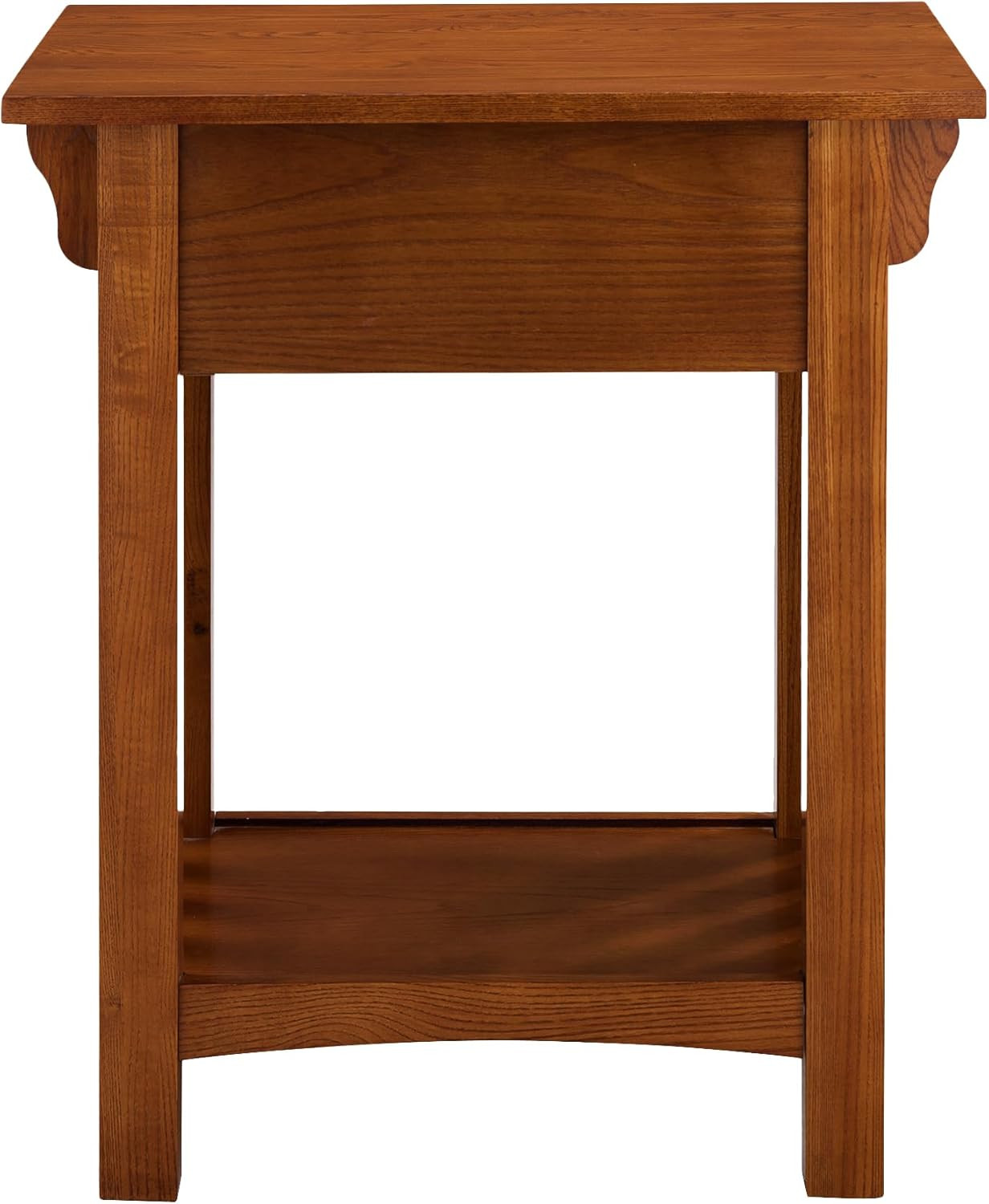 Solid Wood End Table with Drawer – Medium Oak Finish Nightstand for Living Room
