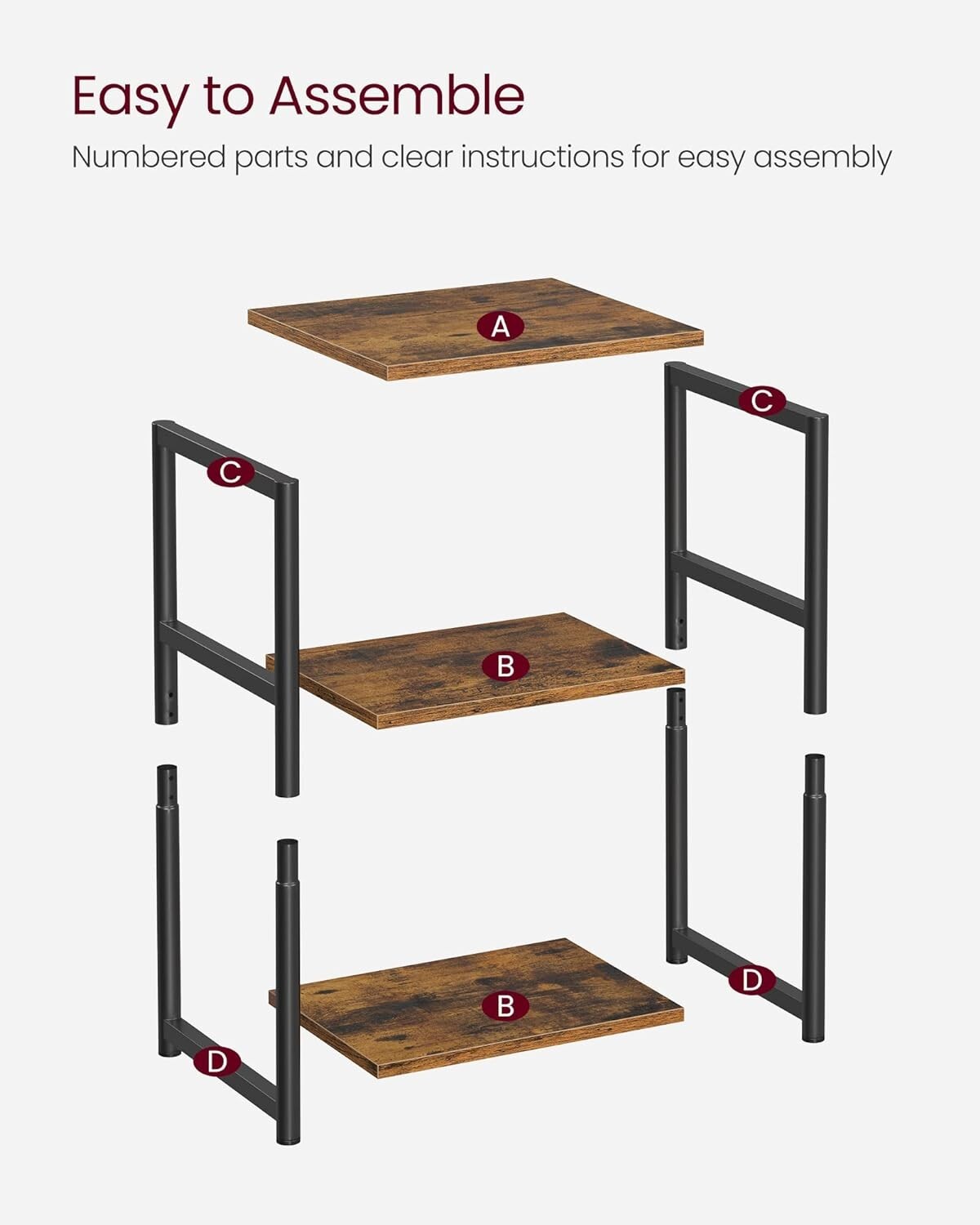Compact 3-Shelf Side Table – Versatile Rustic Brown & Black Finish for Any Room