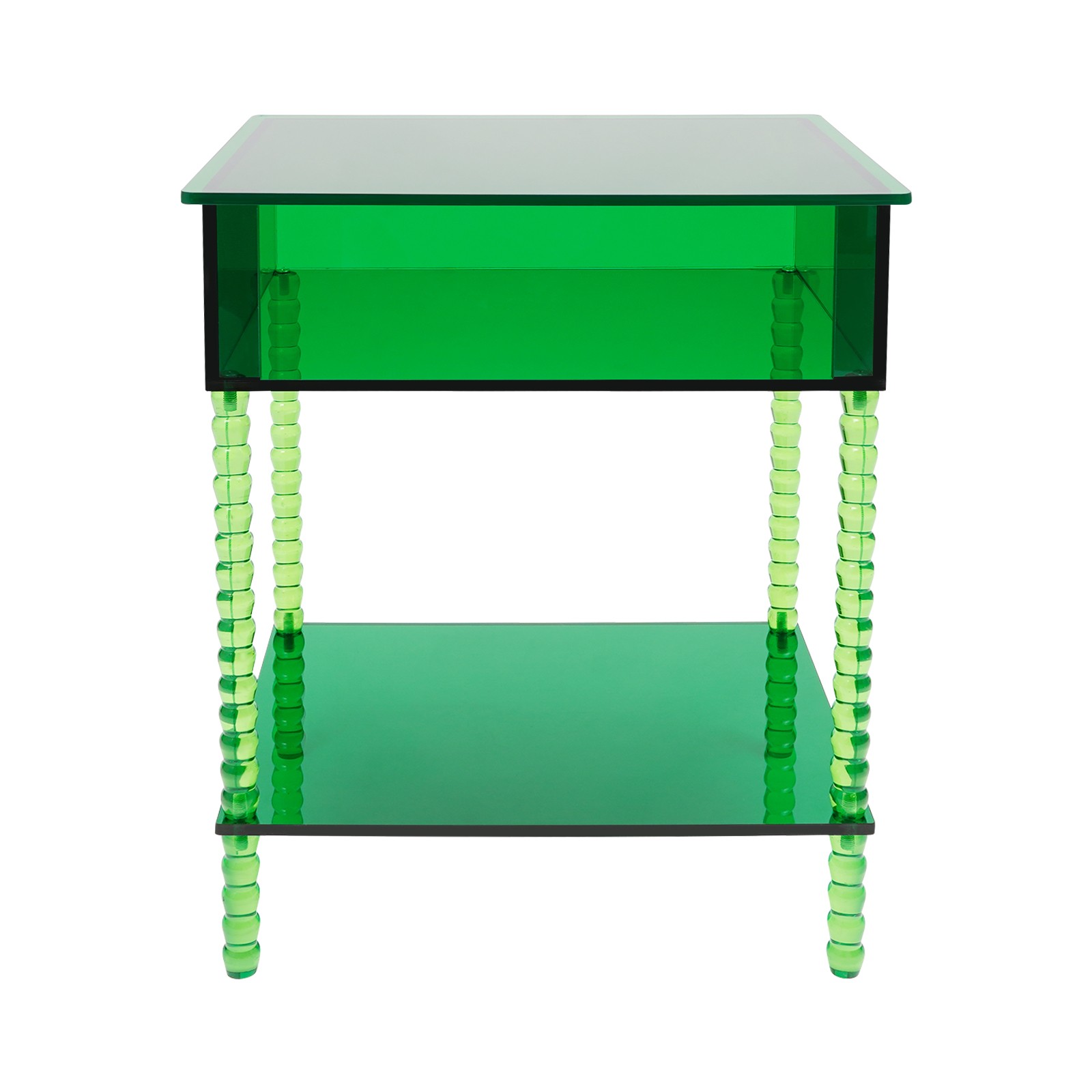 Acrylic Side Table End Table w/ Storage Nightstand for Living Room Bedroom Green