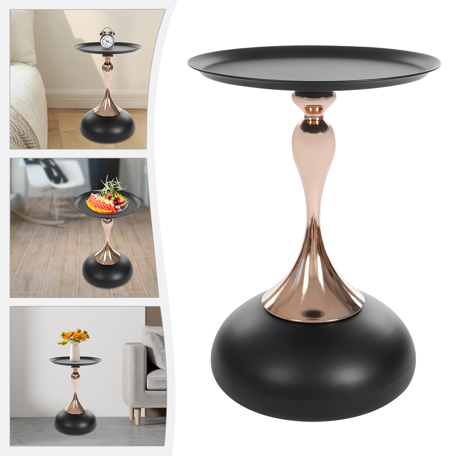 Round Side Table Metal Sofa Small End Table Drink Table for Living Room Bedroom