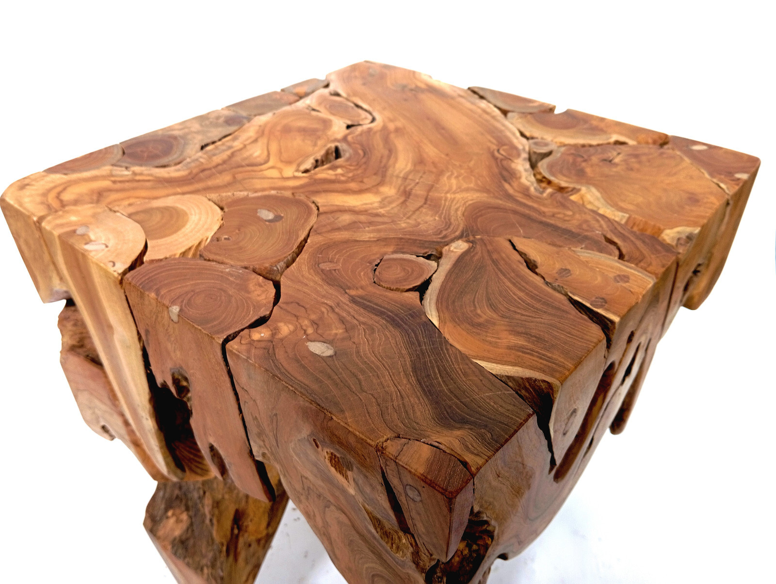 Teak Wood Side Table Root Wood Stool Solid Teak Wood Log Table