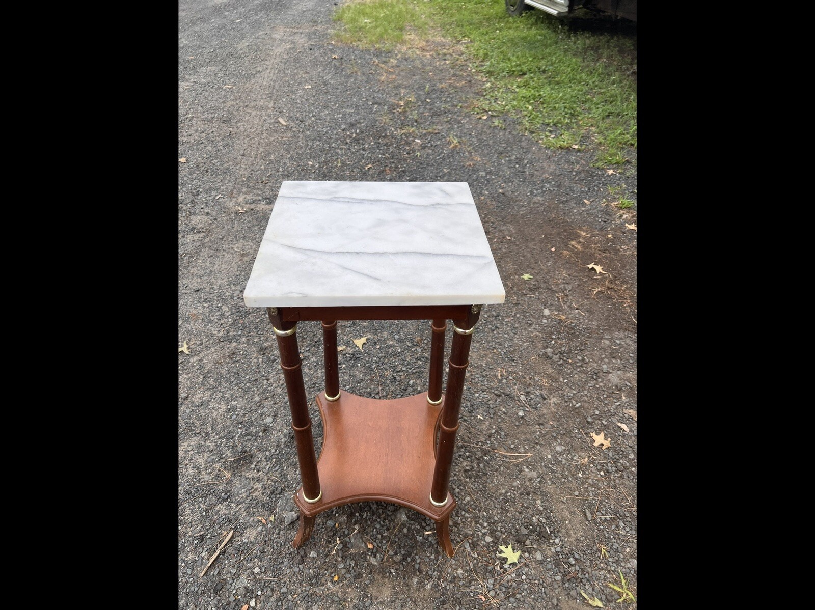 MARBLE SQUARE & WOOD END TABLE. GREAT DECOR FOR ANY ROOM