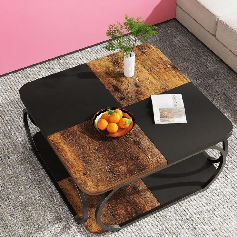 Square Coffee Table Features A Unique Two-tier Design