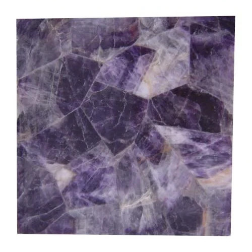 “15” Round Amethyst Stone Coffee Table | Purple Crystal Gem Healing Decor”