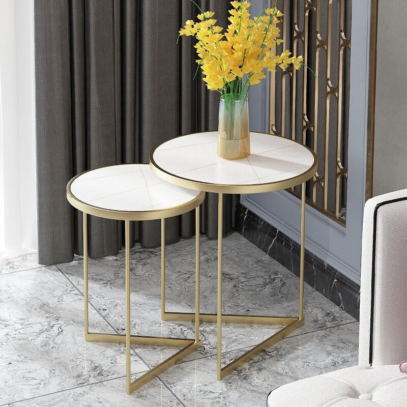 2PCS Glossy High End Nesting Sofa Side Table Coffee End Table Set Gorgeous Decor