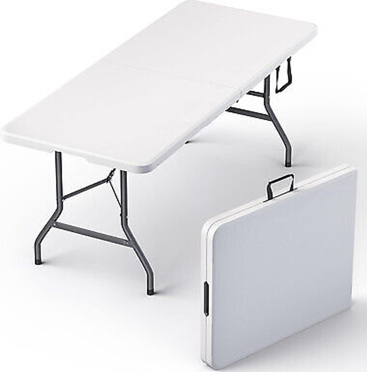 Folding Table, Half Portable Folding Picnic Table for Camping Parties & Events