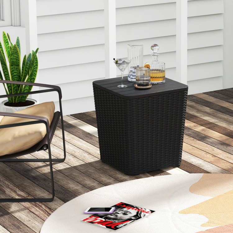 All-Weather Resin Storage Side Table 15x15x17in, 330lb Seat, 11.5 Gal