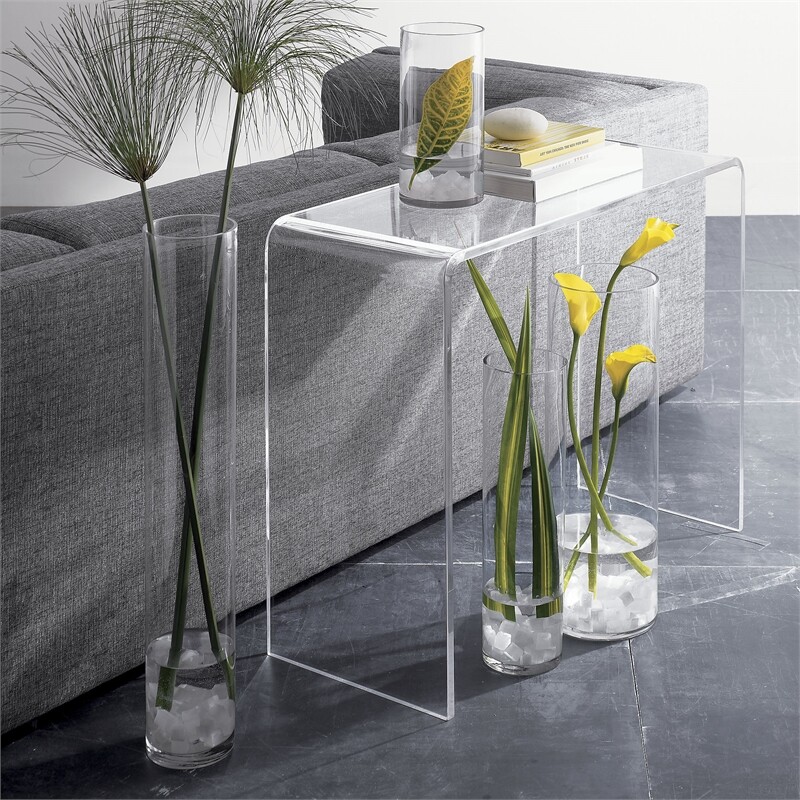 Fox Hill Trading Pure Decor 15″ Lucite and Acrylic Console Table in Clear