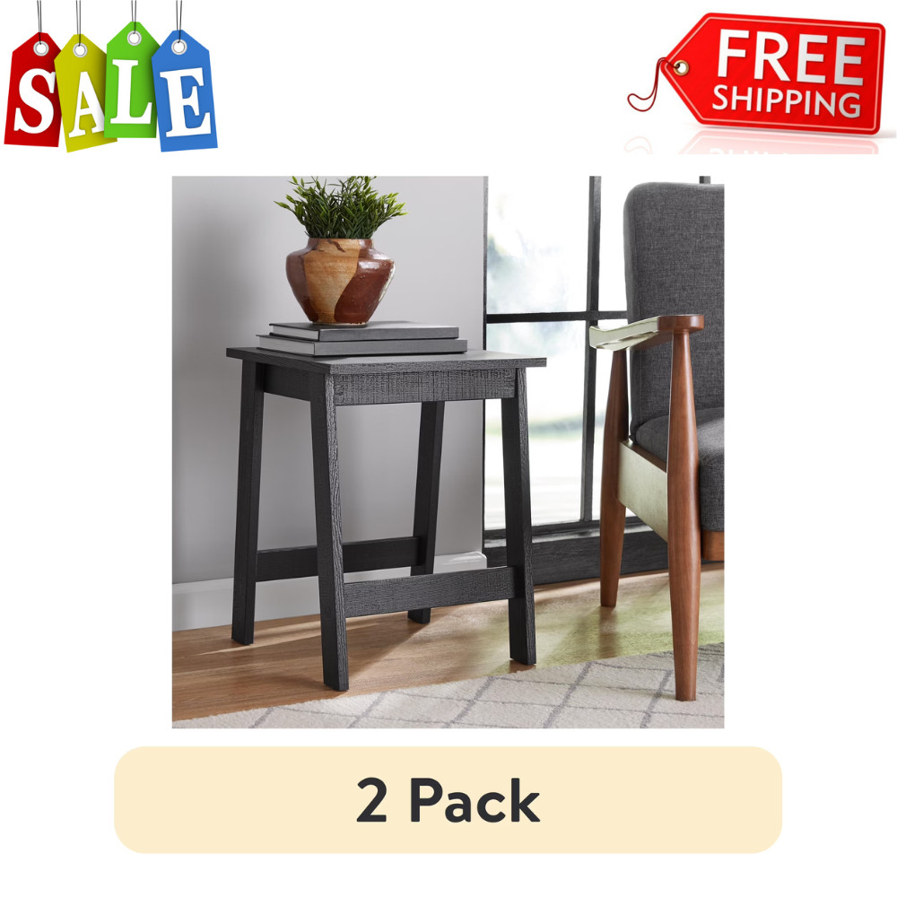 2 Pack Mainstays Square Wood Side Table, Black End Nightstand Coffee Living Room