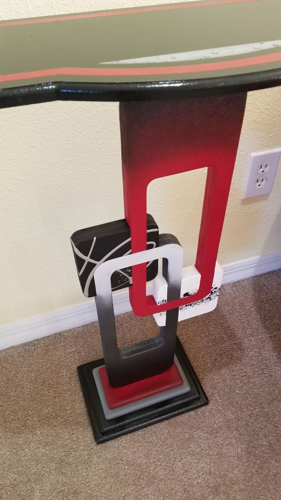 Cherry red Abstract table – Contemporary modern end table, accent table, 30″