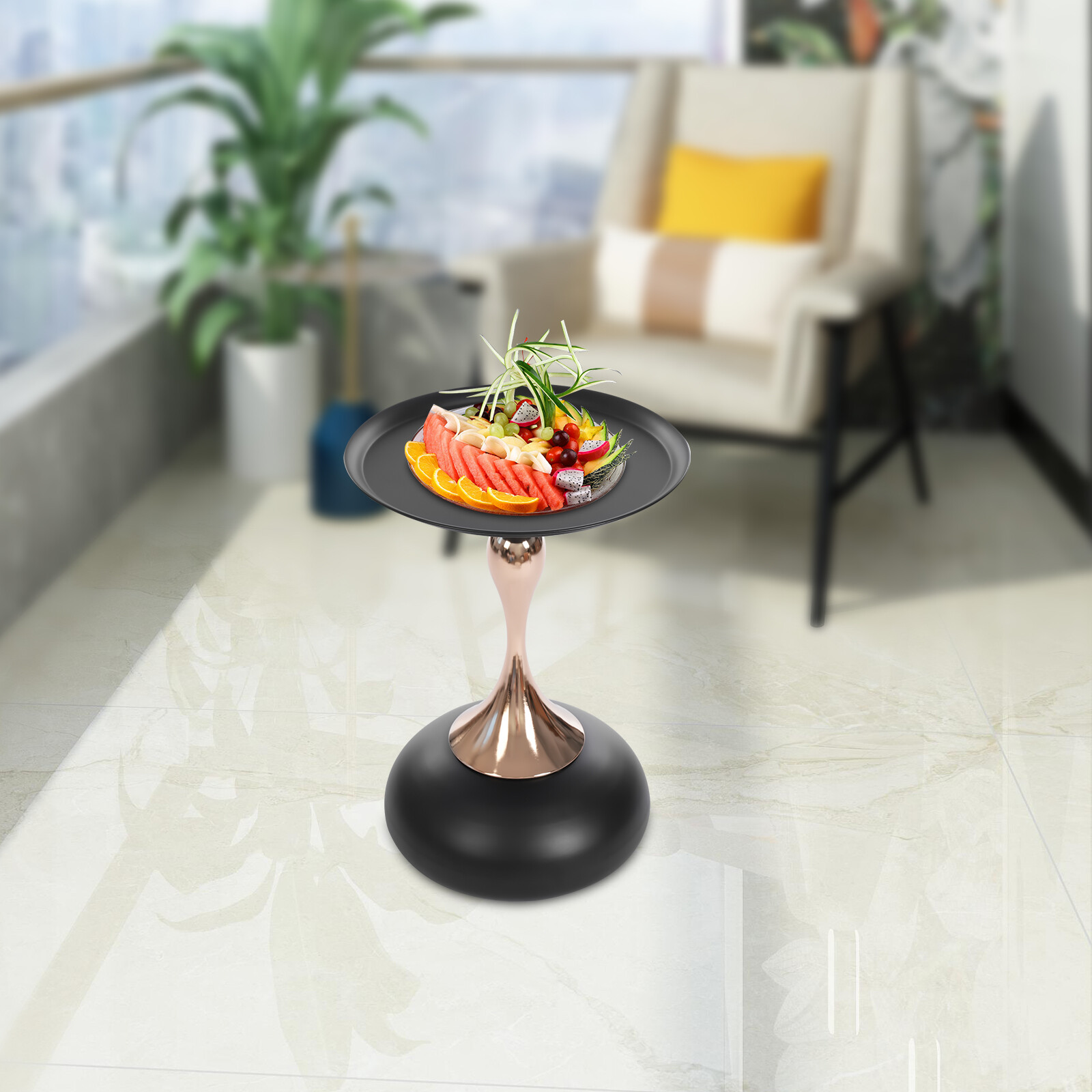 Round Side Table Metal Sofa Small End Table Drink Table for Living Room Bedroom