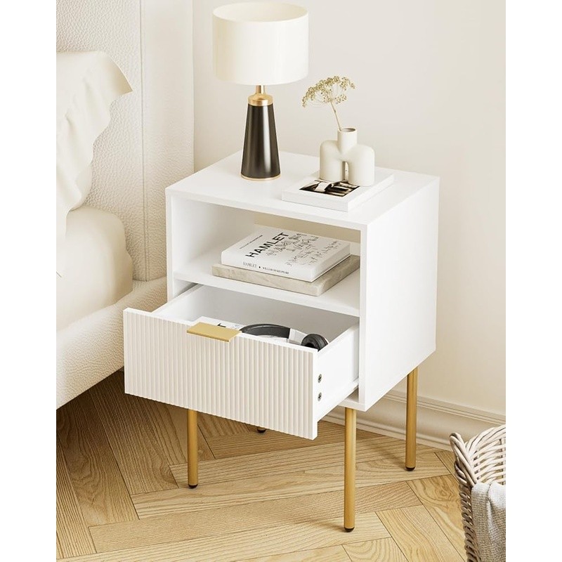 Compact Modern Nightstand Stylish Bedside Table W/ Drawer Bedroom Living Room US
