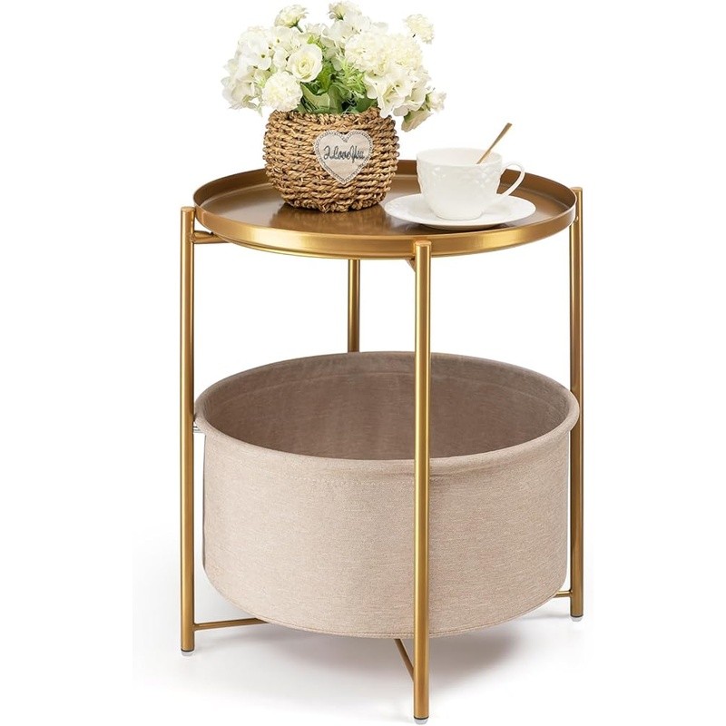 Versatile Removable Tray Side Table W/ Storage Basket Bedroom Living Room New