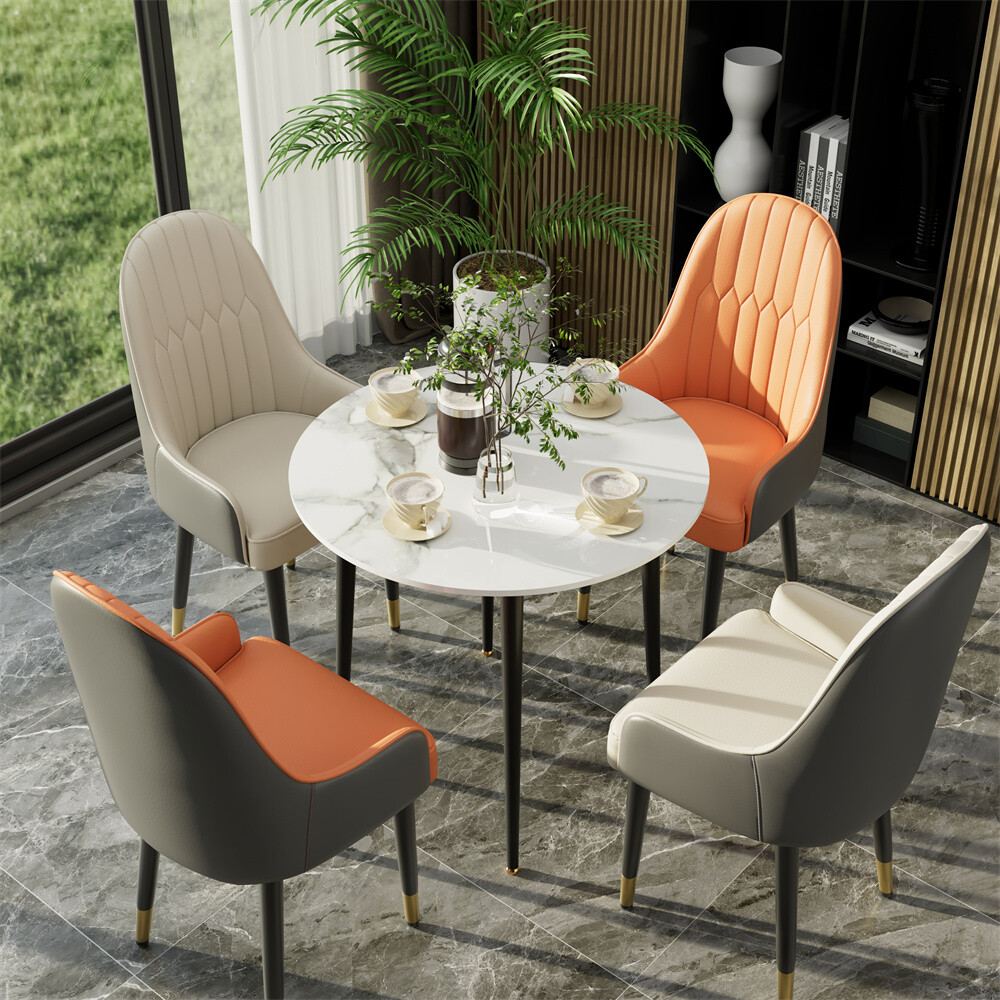 Round Dining Table 2-4 Person High End Sintered Stone Top Kitchen Restaurant NEW