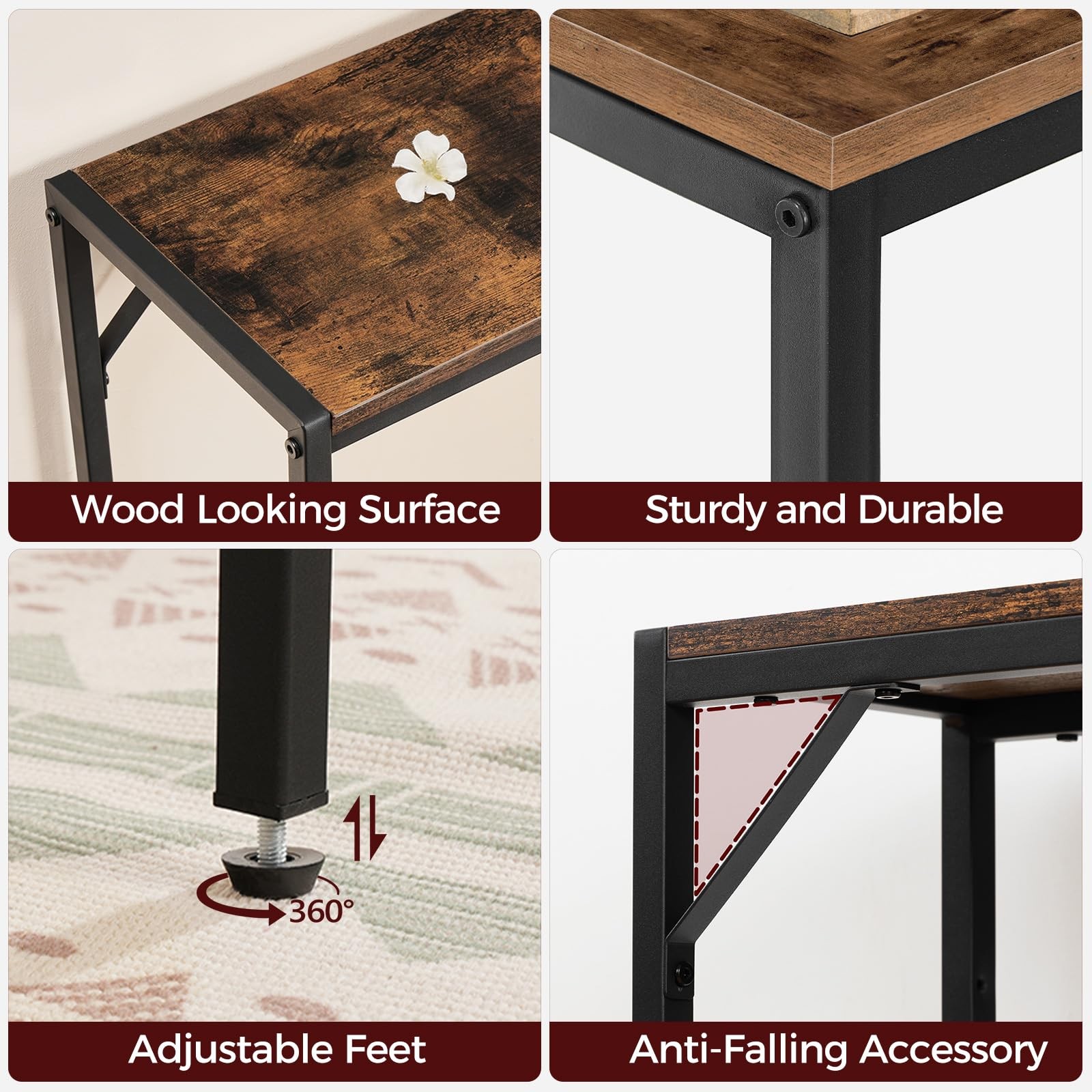 Mesa Consola Recibidor Con Enchufes USB 43.3″ Console Table Estilo Industrial