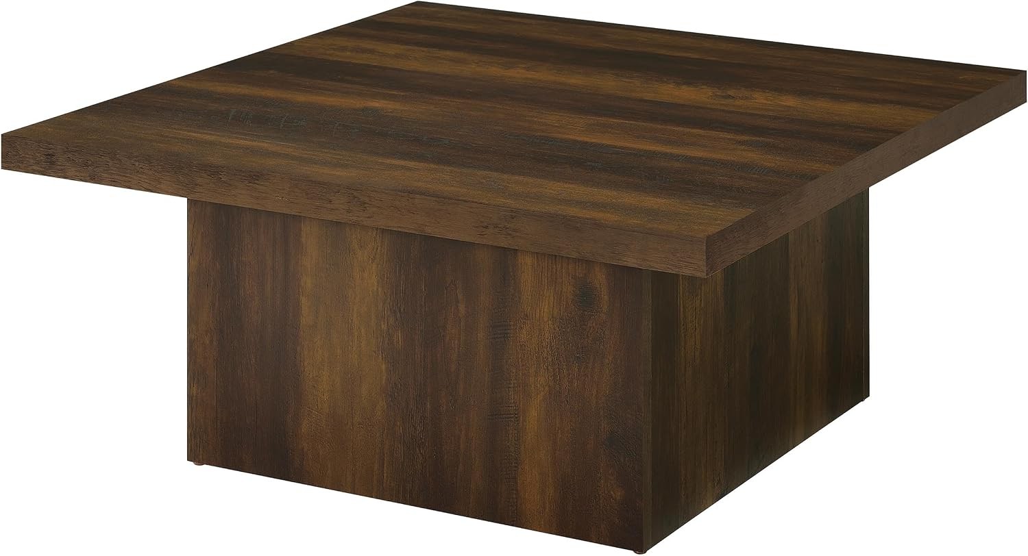 Coaster Home Furnishings Devar Wood Square Coffee Table W/ Pedestal Base