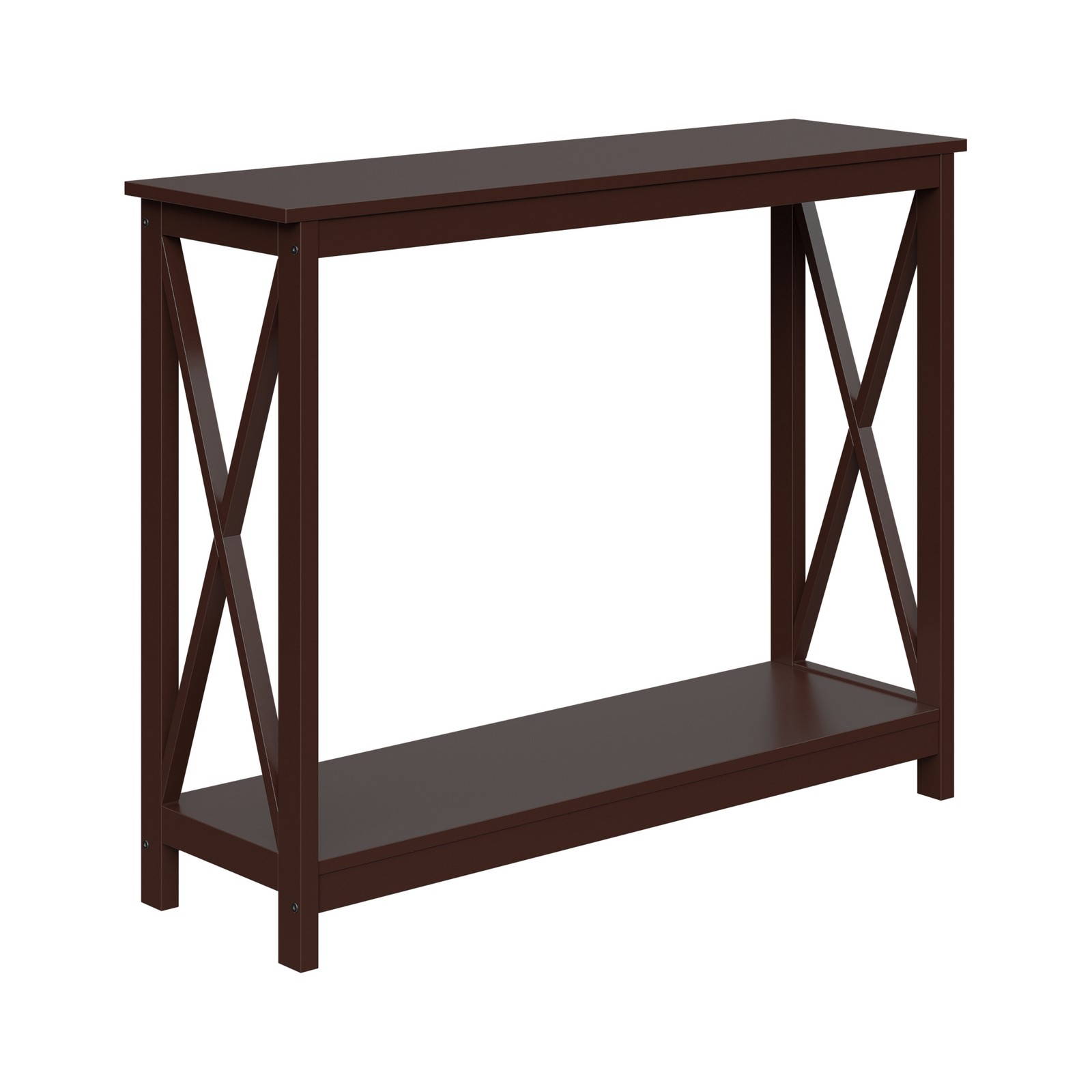 2-Tier Console Table Sofa Side Table Storage Shelf for Entryway Hallway Brown