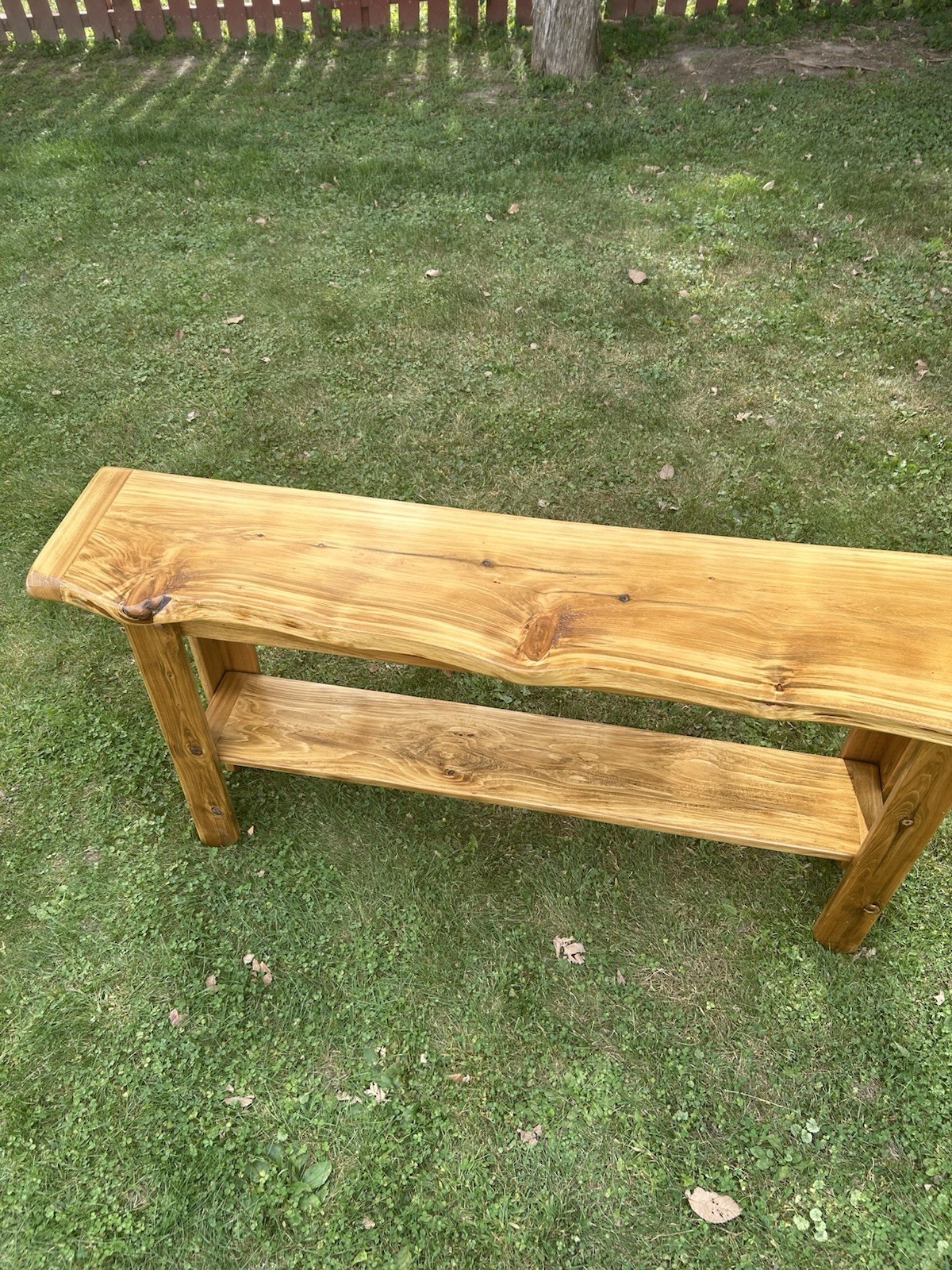 60x12x29 Thick Live Edge Sofa Entry Table Light Finish Northern White Cedar STA