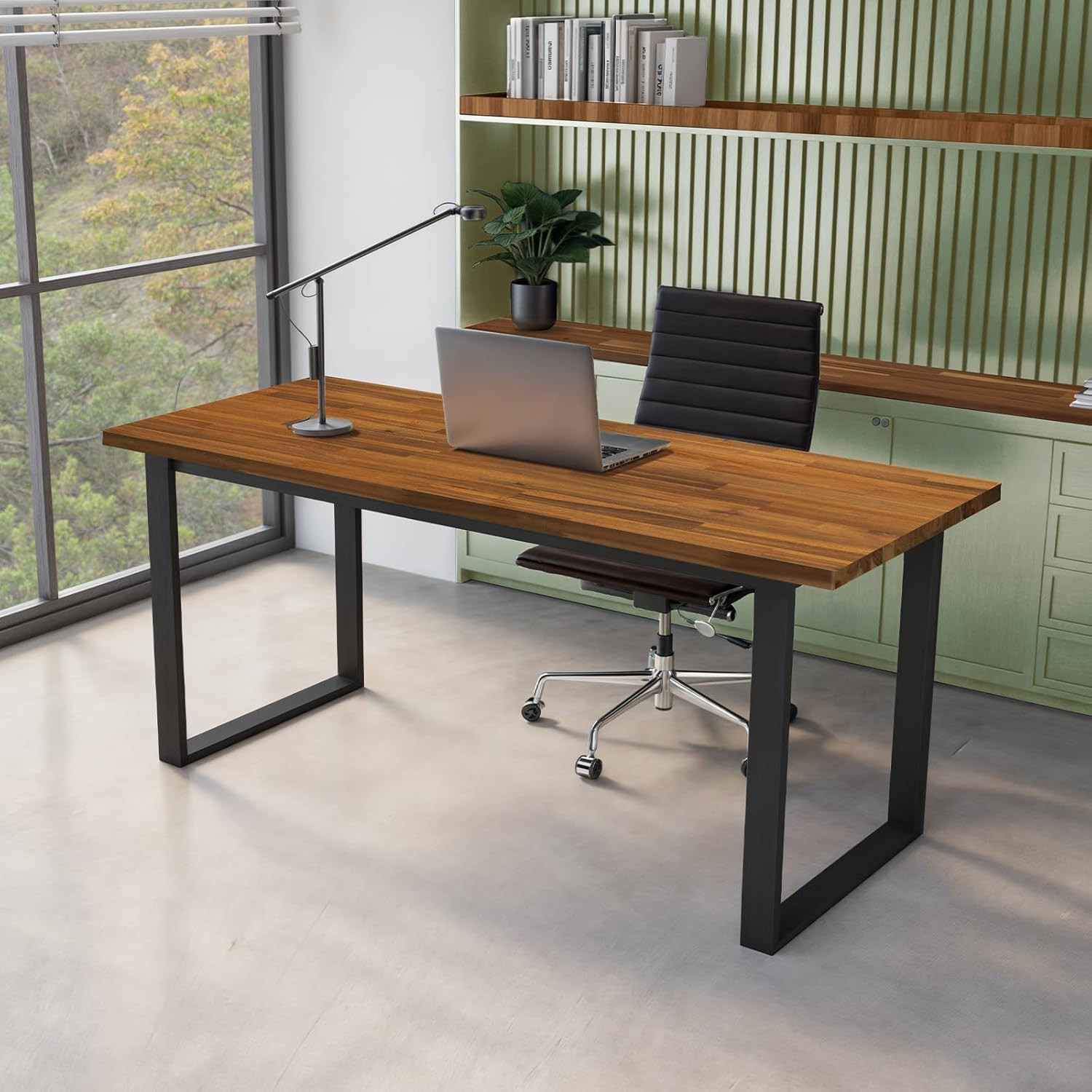 Teak-Stained Acacia Solid Wood Table Top for Standing Desk, 48″x25