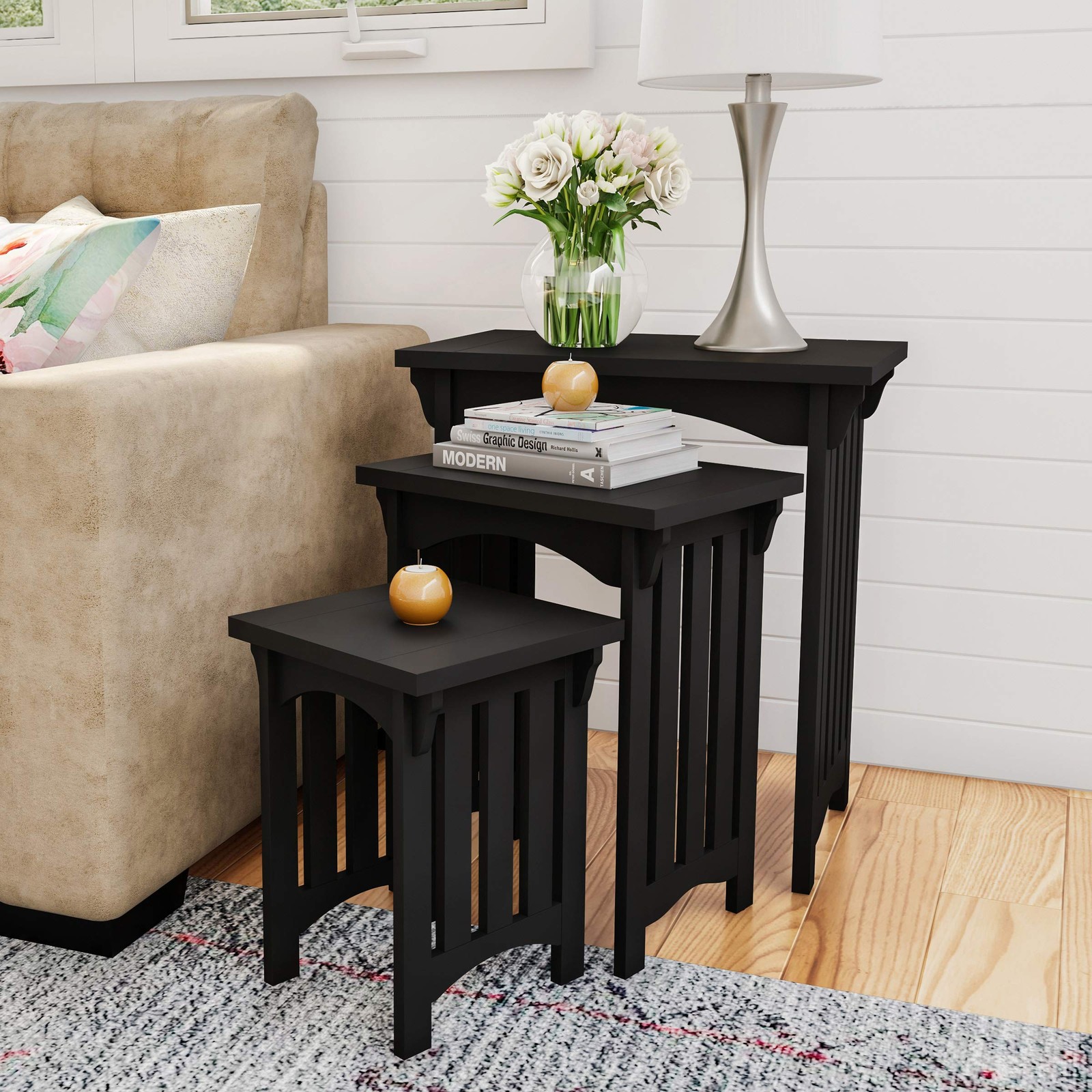 Nesting Tables-Set of 3, Traditional with Mission Style Legs for Living Room …