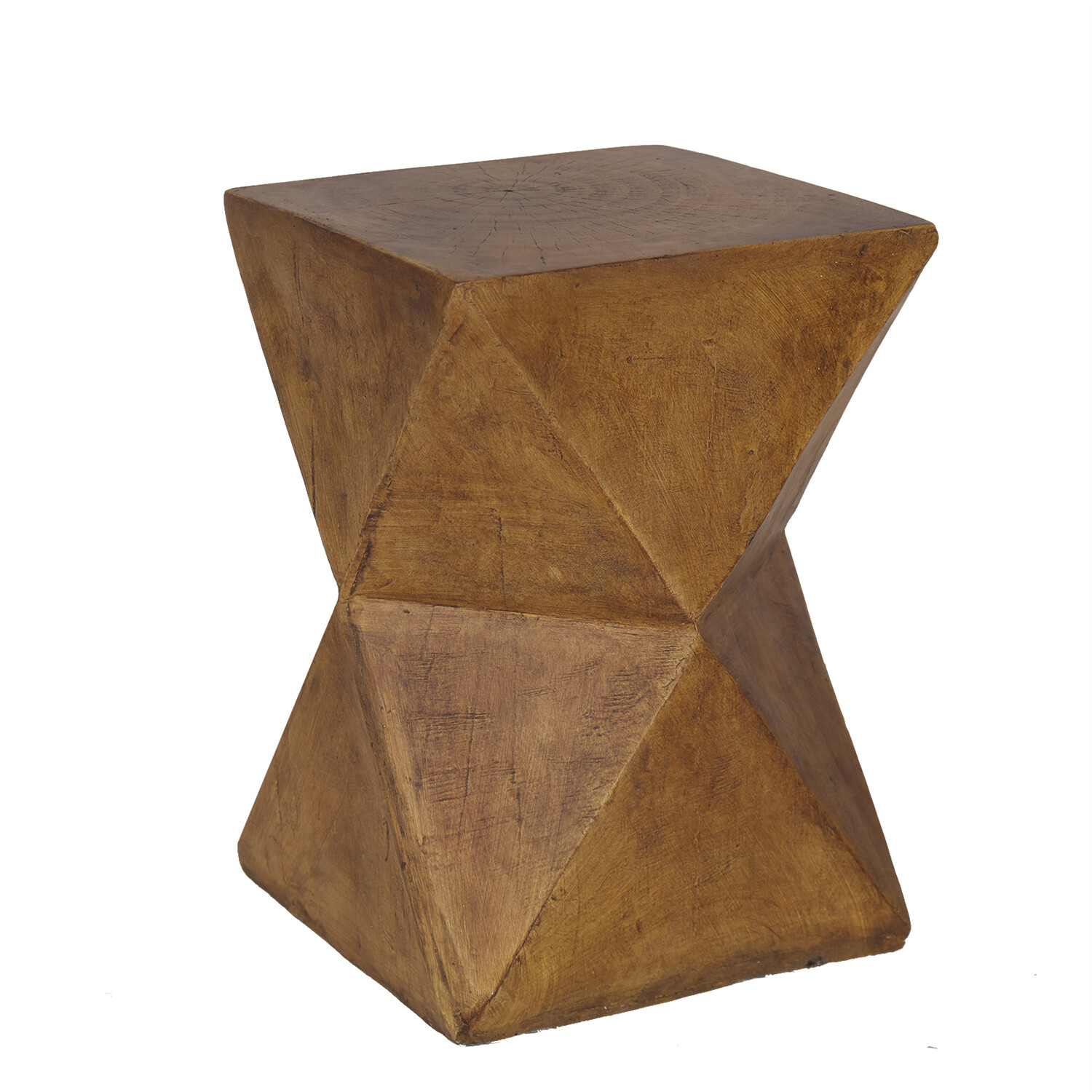 18” Tall Unique Concrete Side Table Decor Outdoor Handmade End Table Geometric